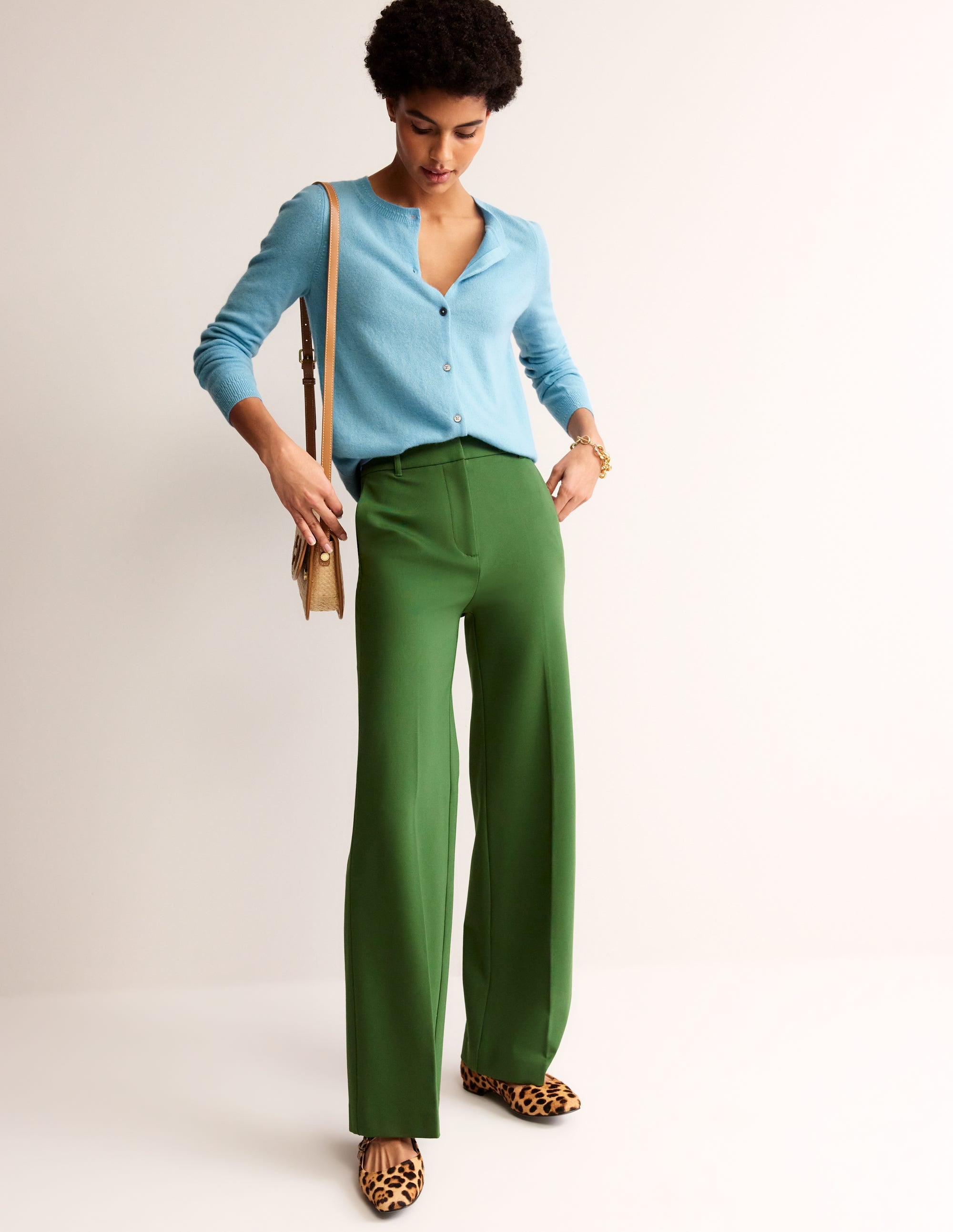Eva Cashmere Crew Cardigan-Air Blue - Image 4