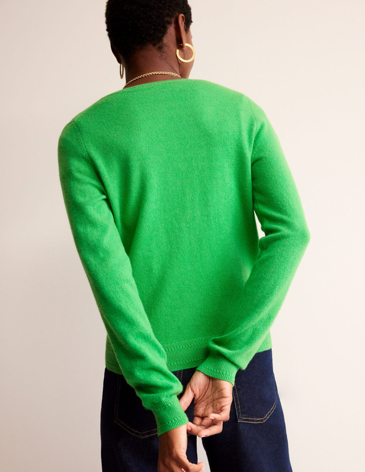 Eva Cashmere Crew Cardigan-Bright Green-4
