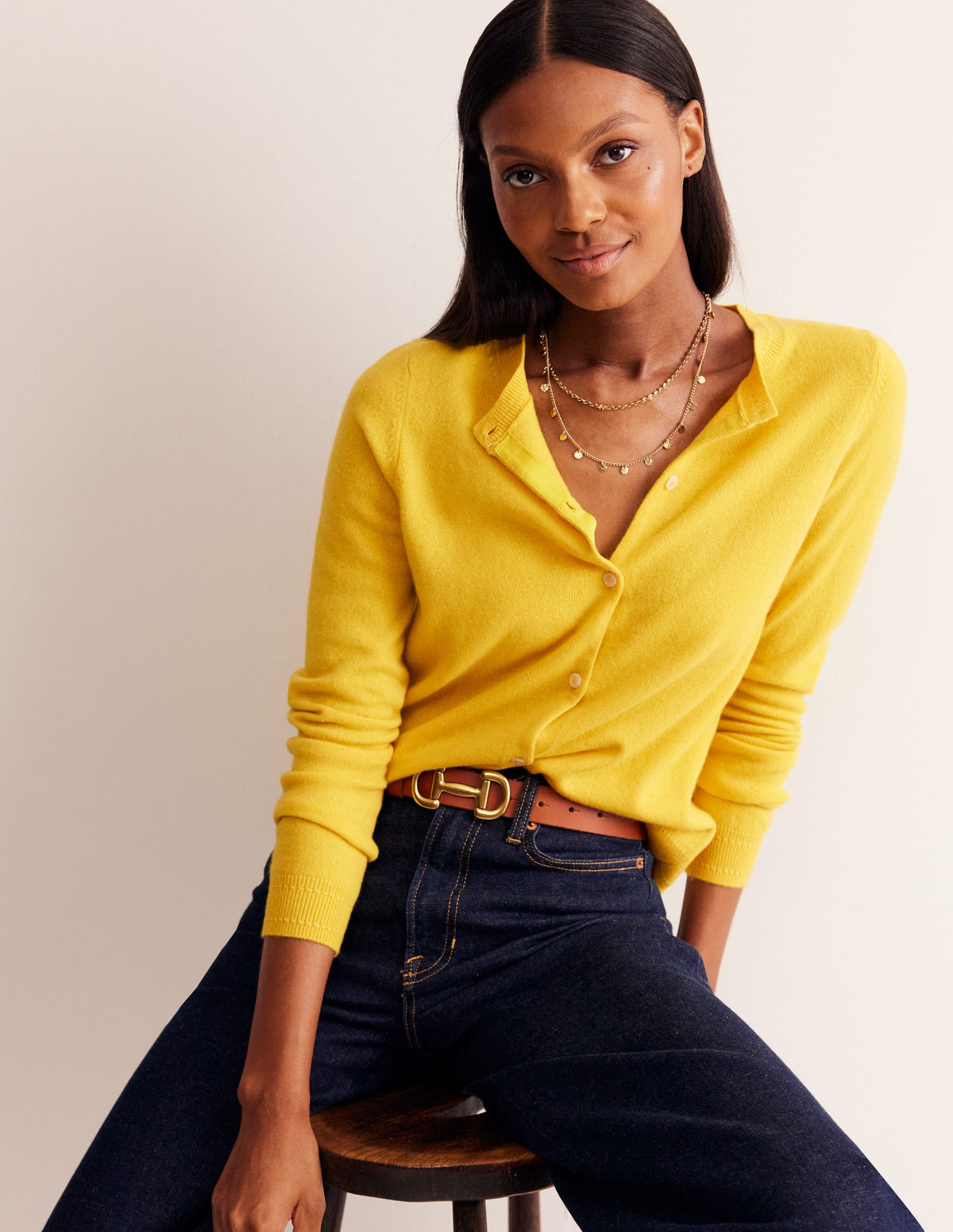 Eva Cashmere Crew Cardigan-Passion Fruit-4