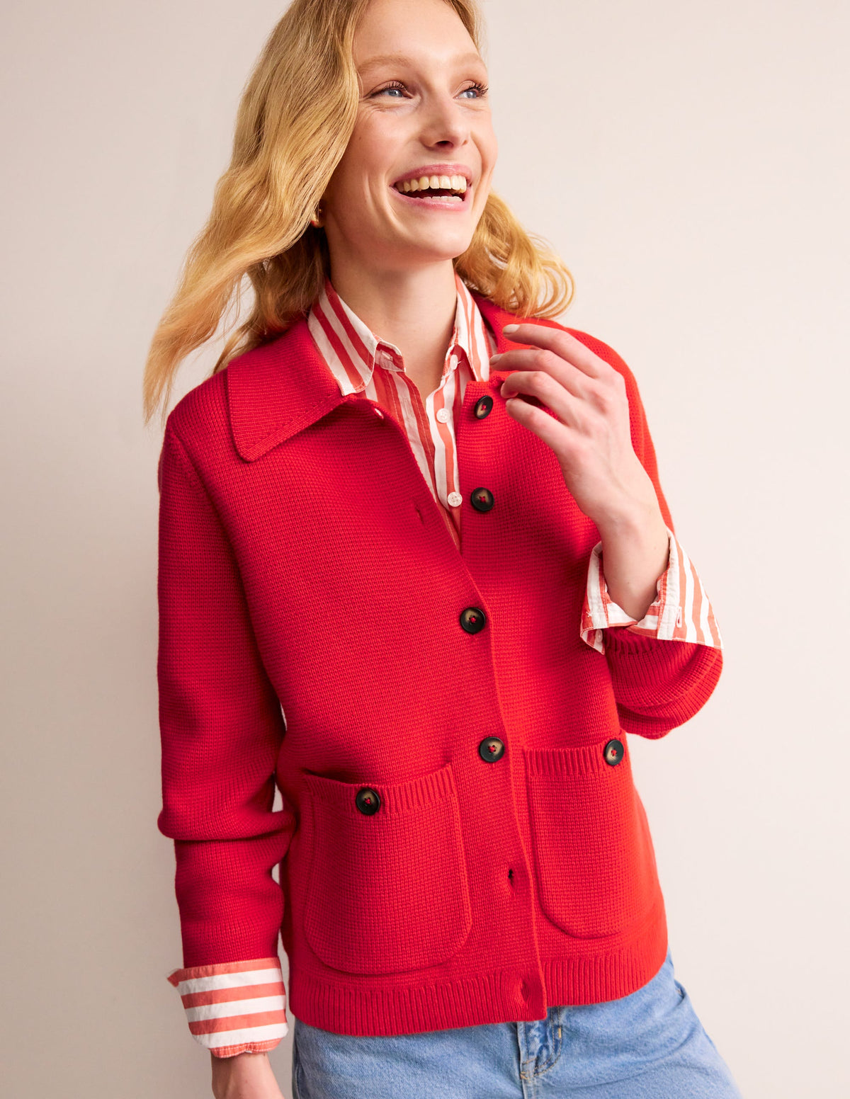 Emily Wool Blend Cardigan-Post Box Red-1
