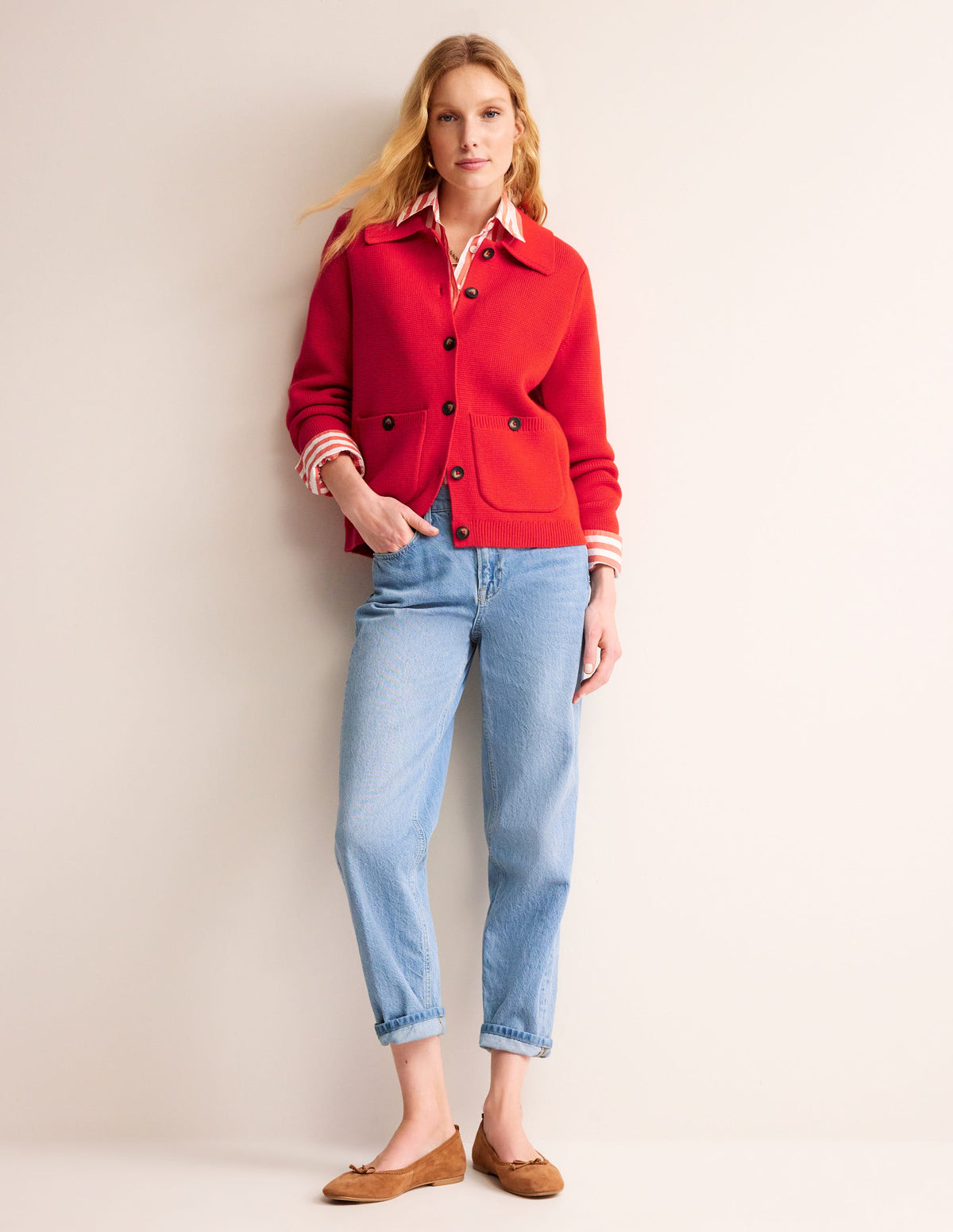 Emily Wool Blend Cardigan-Post Box Red-4