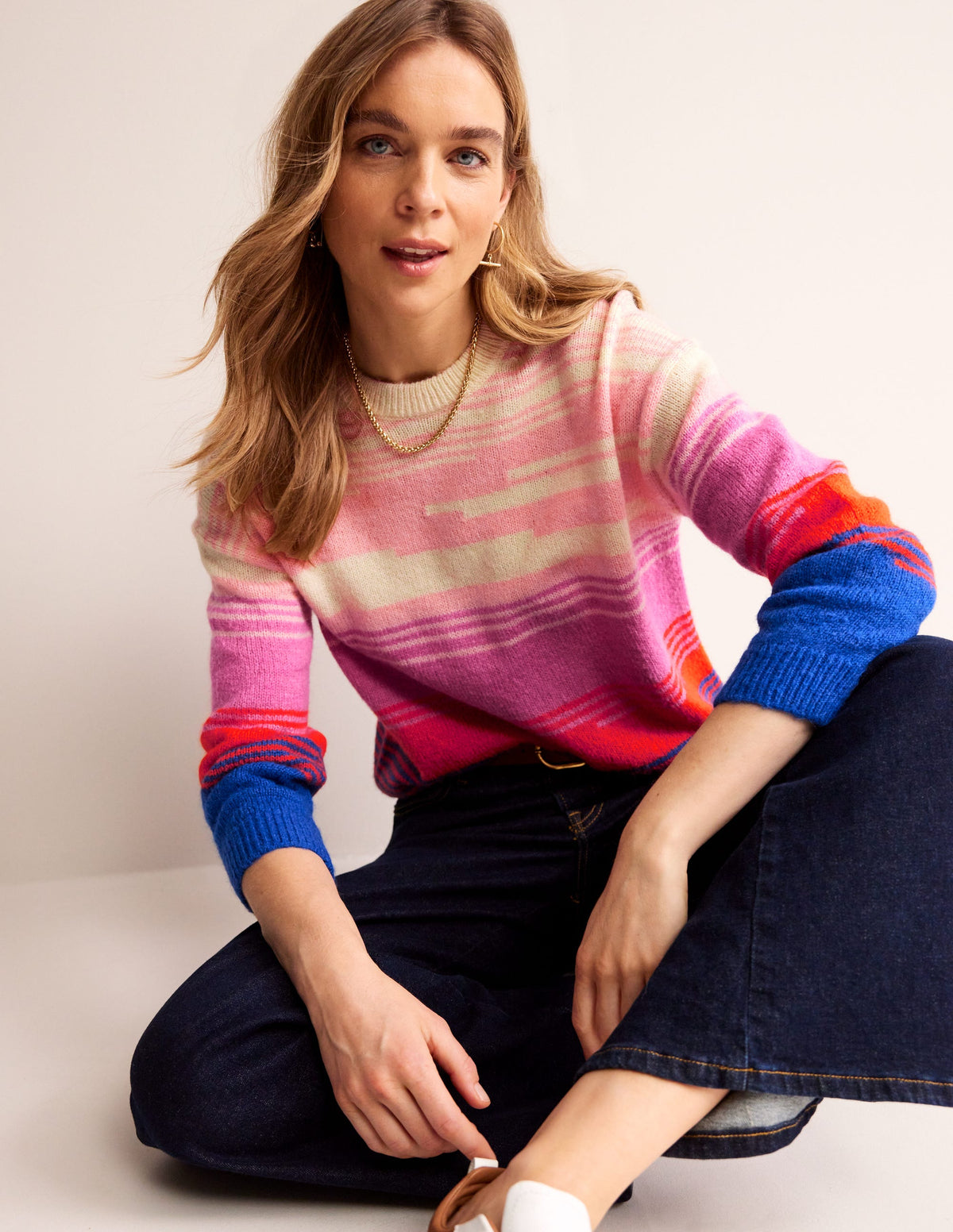 Scenic Crew Neck Sweater-Bright Blue, Scenic Intarsia - Image 4