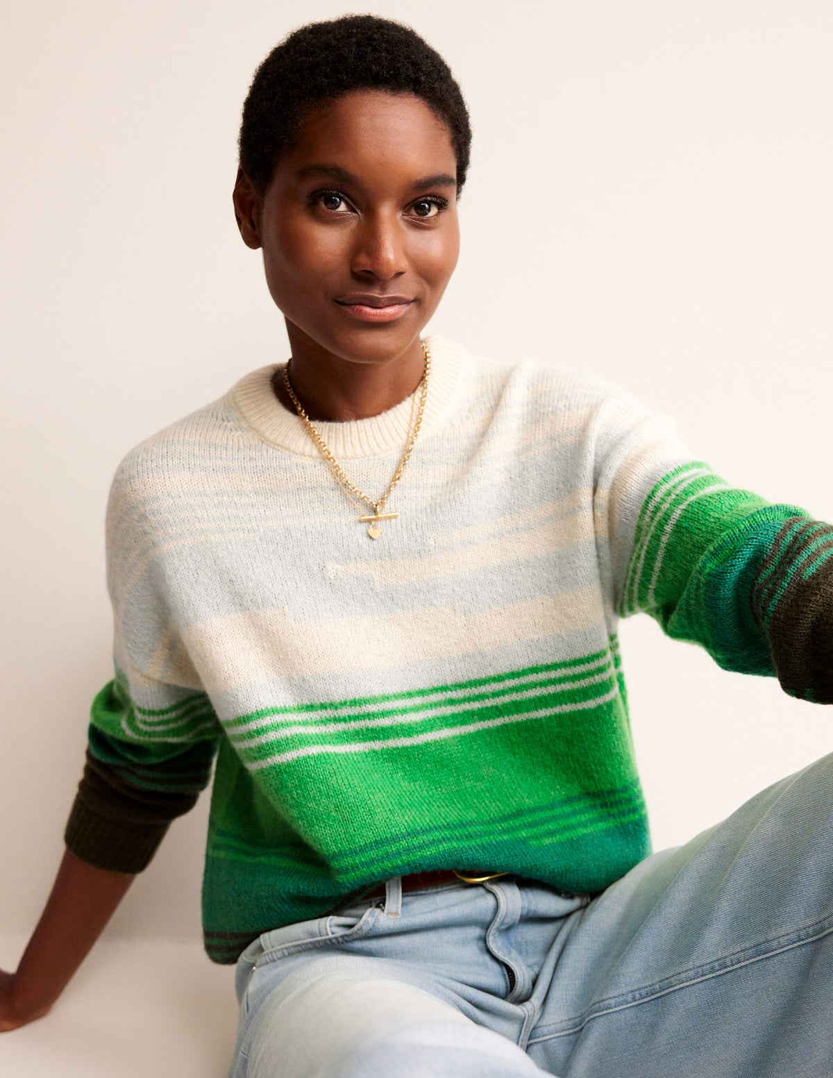 Scenic Crew Neck Sweater-Bright Green, Scenic Intarsia - Image 2
