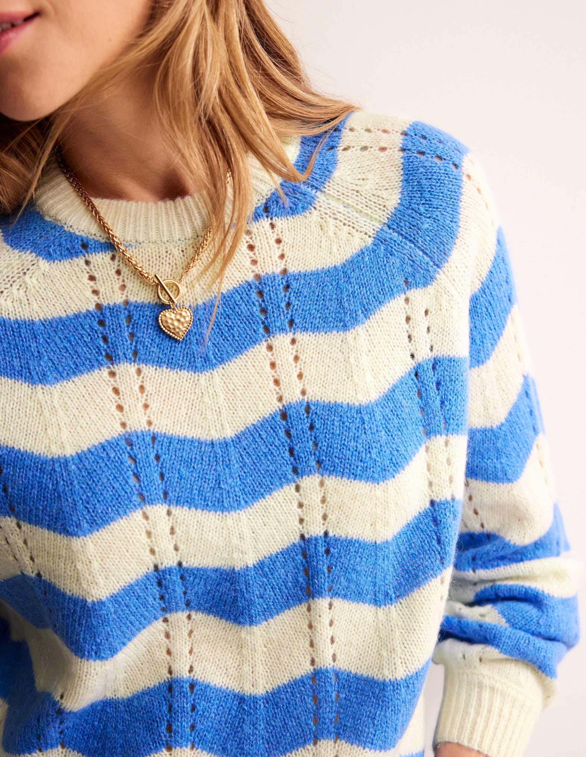 Fluffy Wave Sweater-Bright Blue, Warm Ivory Wave-2