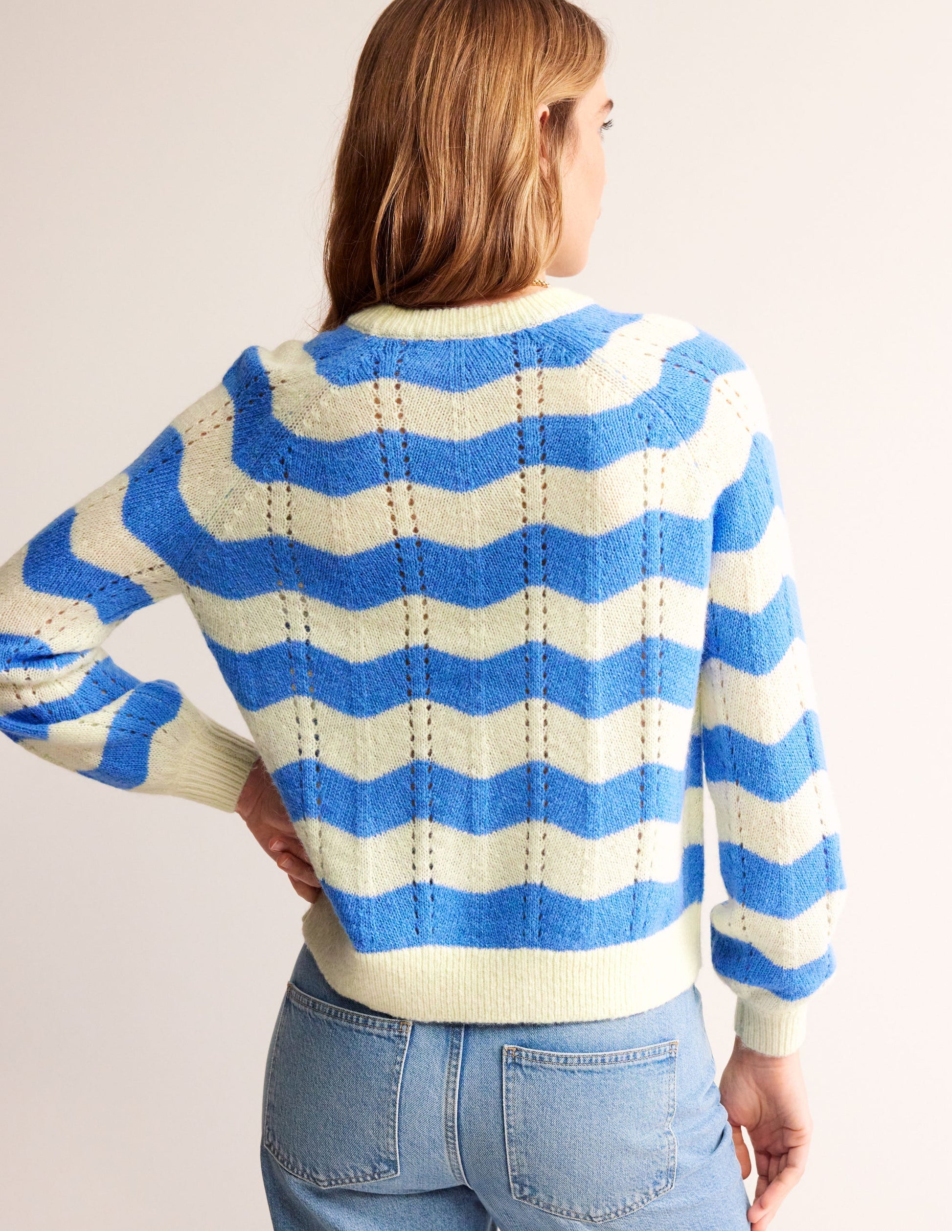 Fluffy Wave Sweater-Bright Blue, Warm Ivory Wave-3