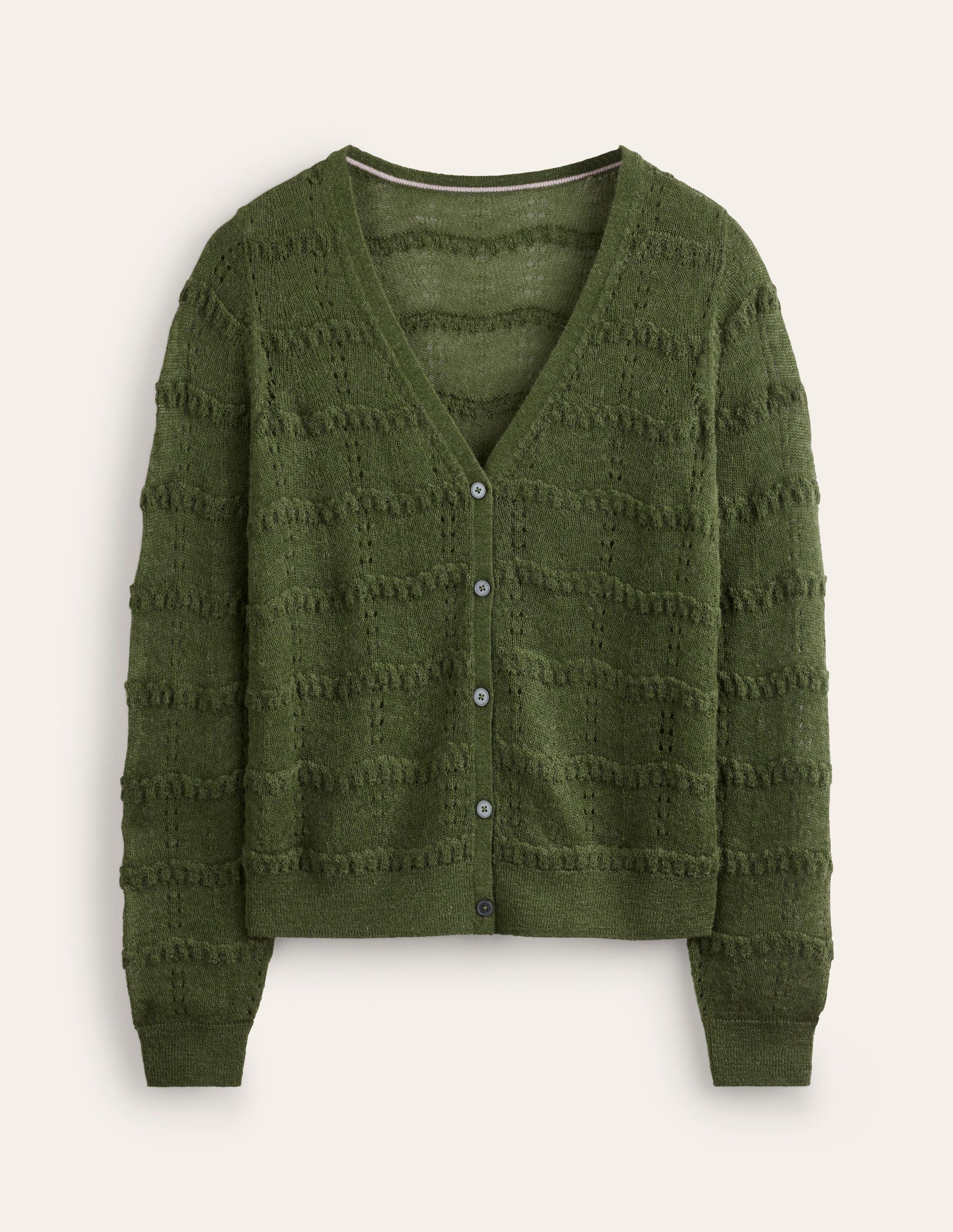 Fluffy Pointelle Cardigan-Garden Green-5
