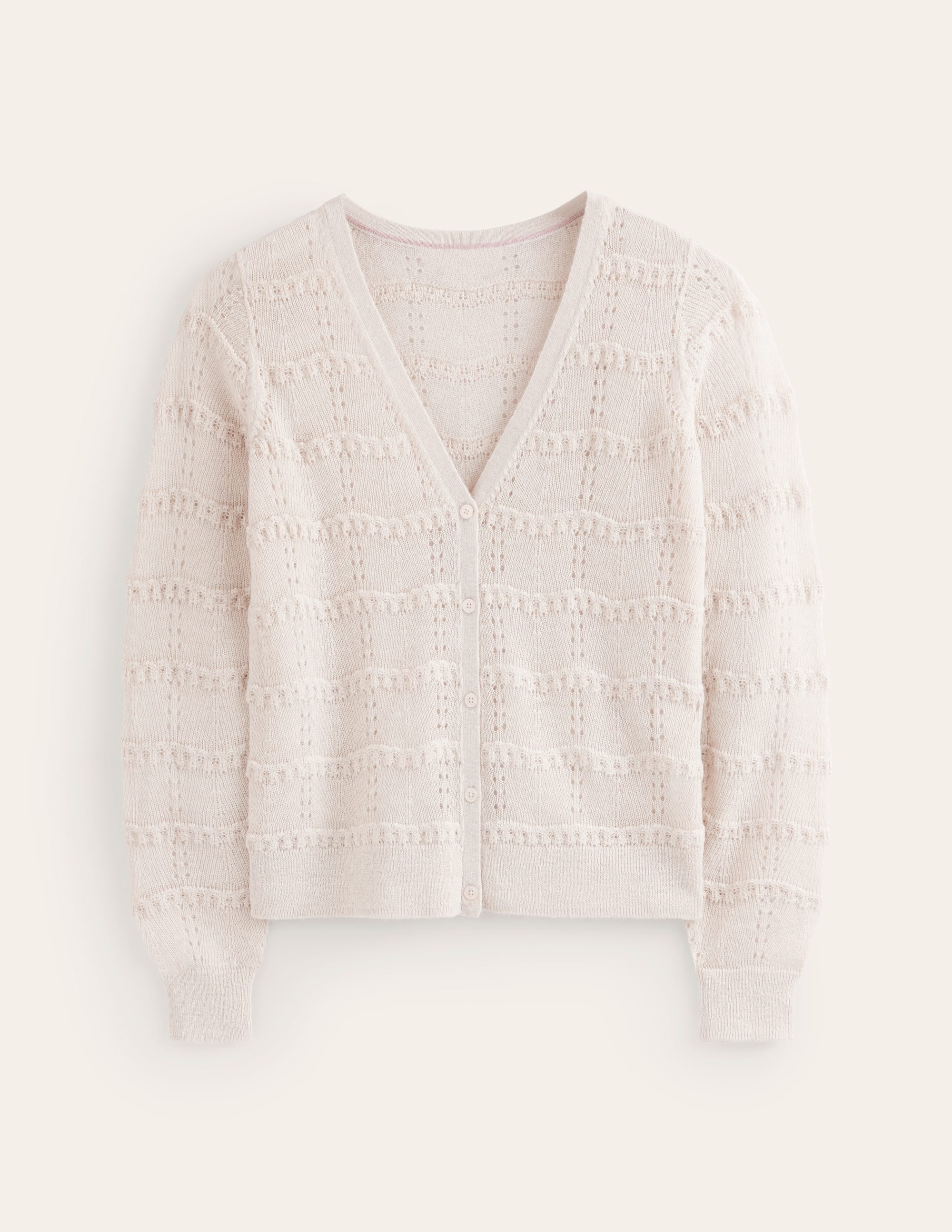 Fluffy Pointelle Cardigan-Vanilla - Image 5