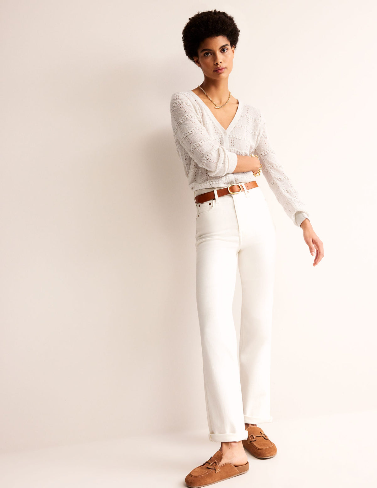 Fluffy Pointelle Cardigan-Vanilla-4