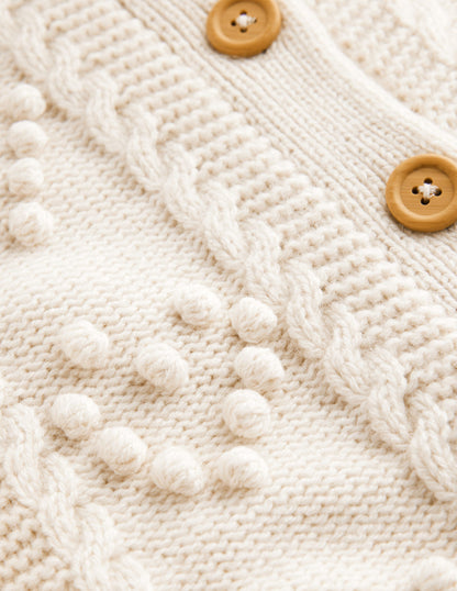 Chunky Bobble Heart Cardigan-Ecru Marl-6