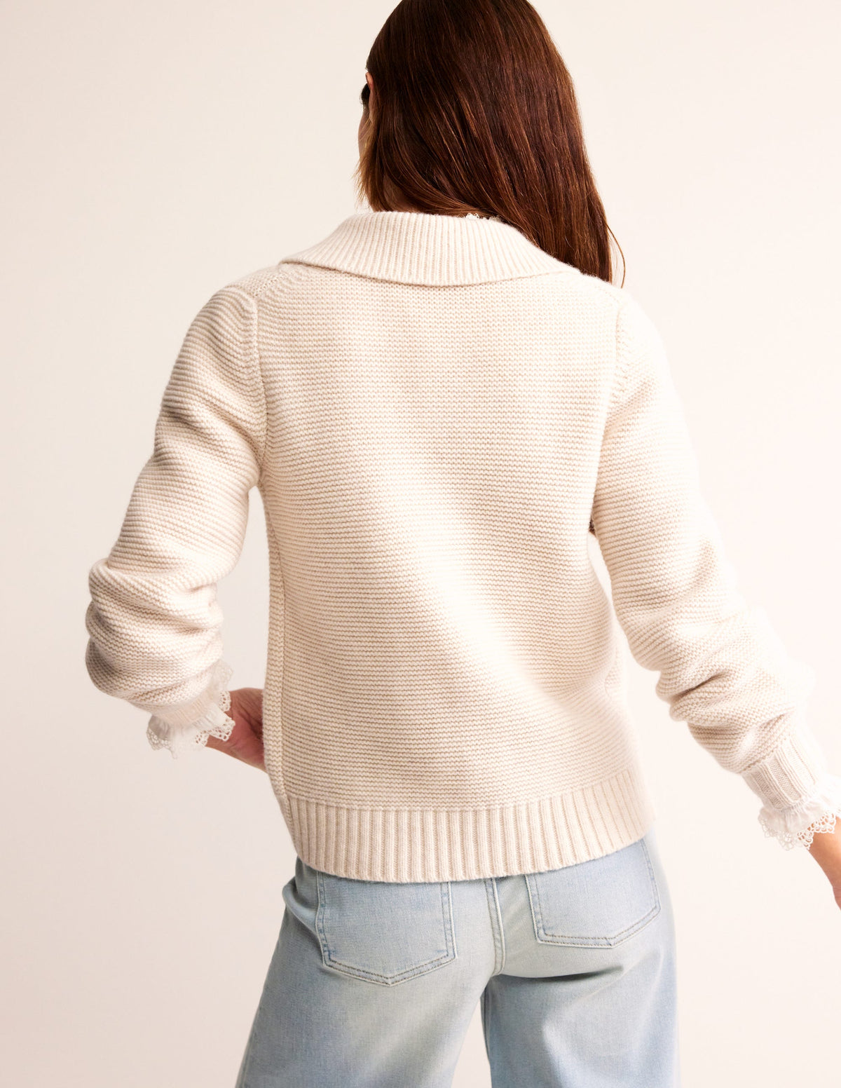 Chunky Bobble Heart Cardigan-Ecru Marl - Image 3