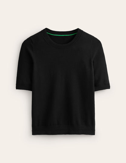 Catriona Cotton Crew T-shirt-Black