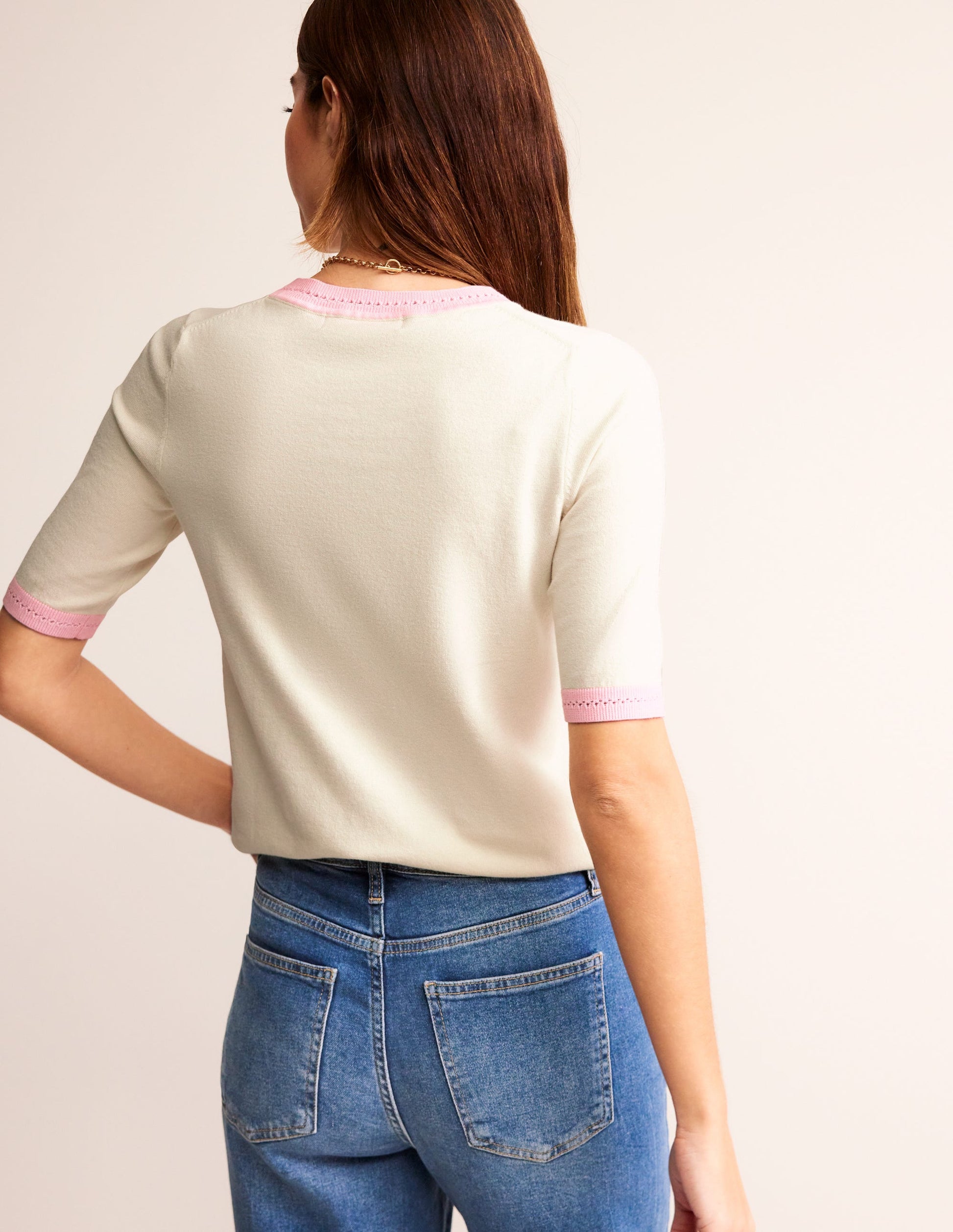 Catriona Cotton Crew T-shirt-Warm Ivory/Spring Blossom Pink-3
