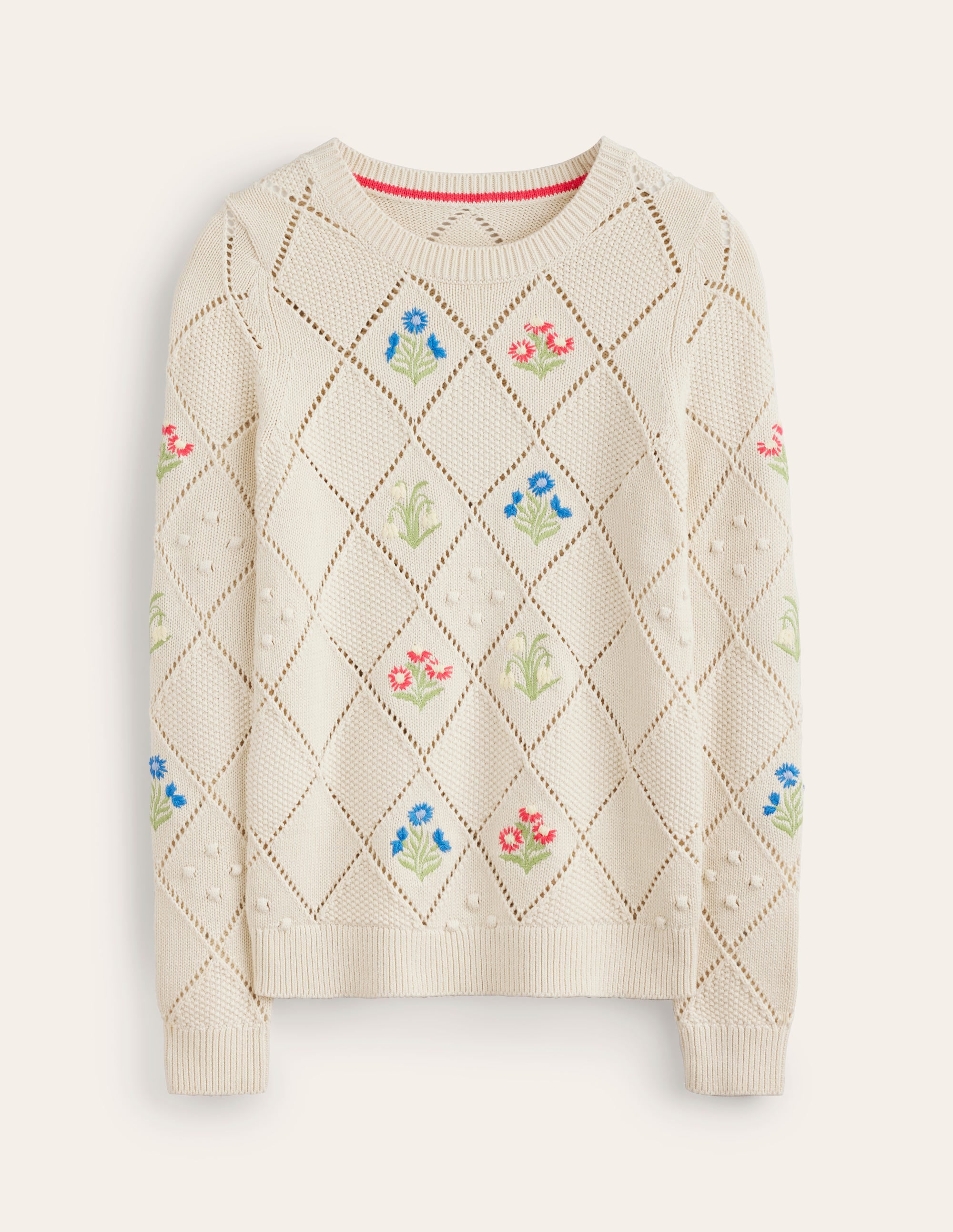 Cotton Embroidered Sweater-Warm Ivory - Image 5