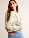 Cotton Embroidered Sweater-Warm Ivory