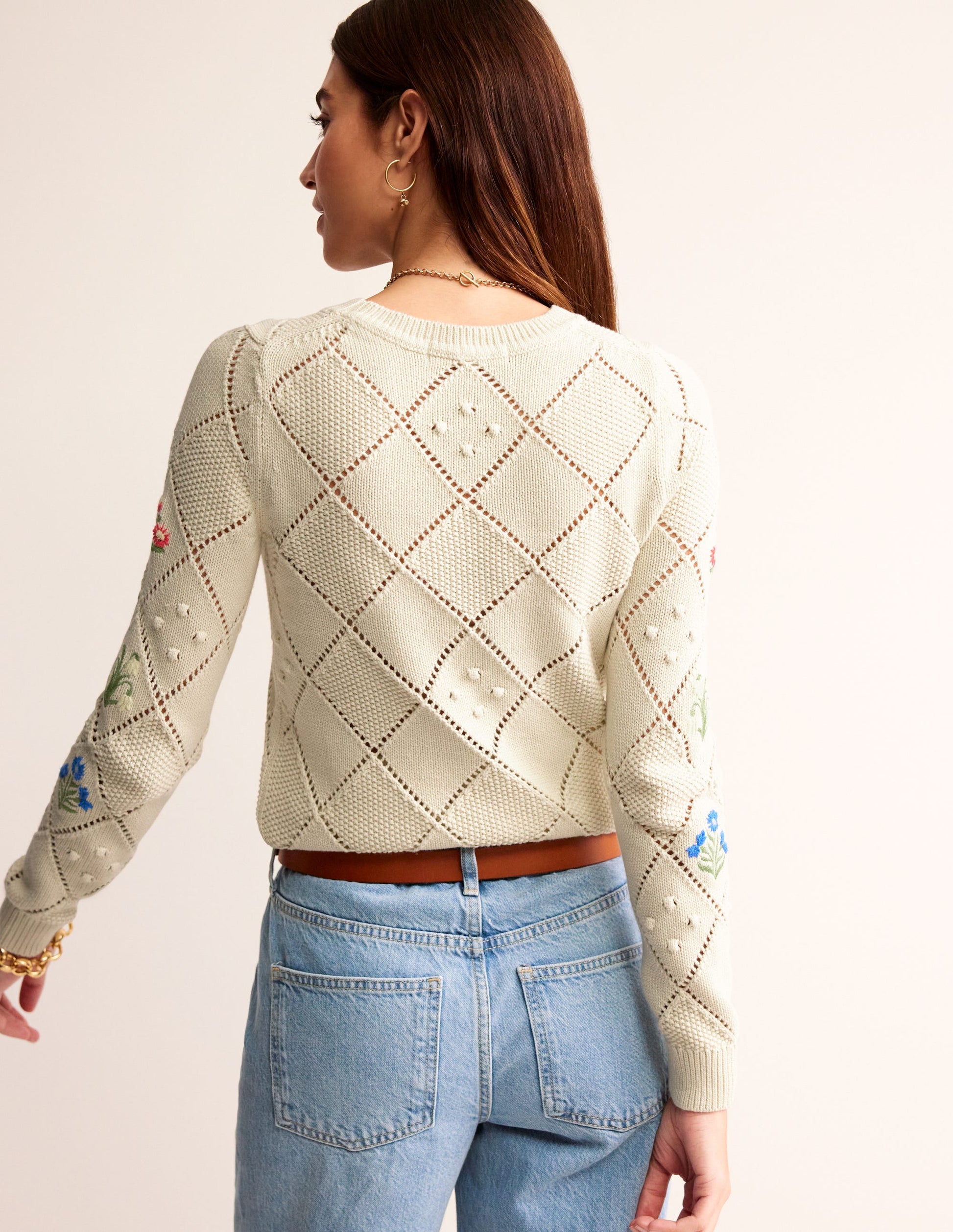 Cotton Embroidered Sweater-Warm Ivory-3