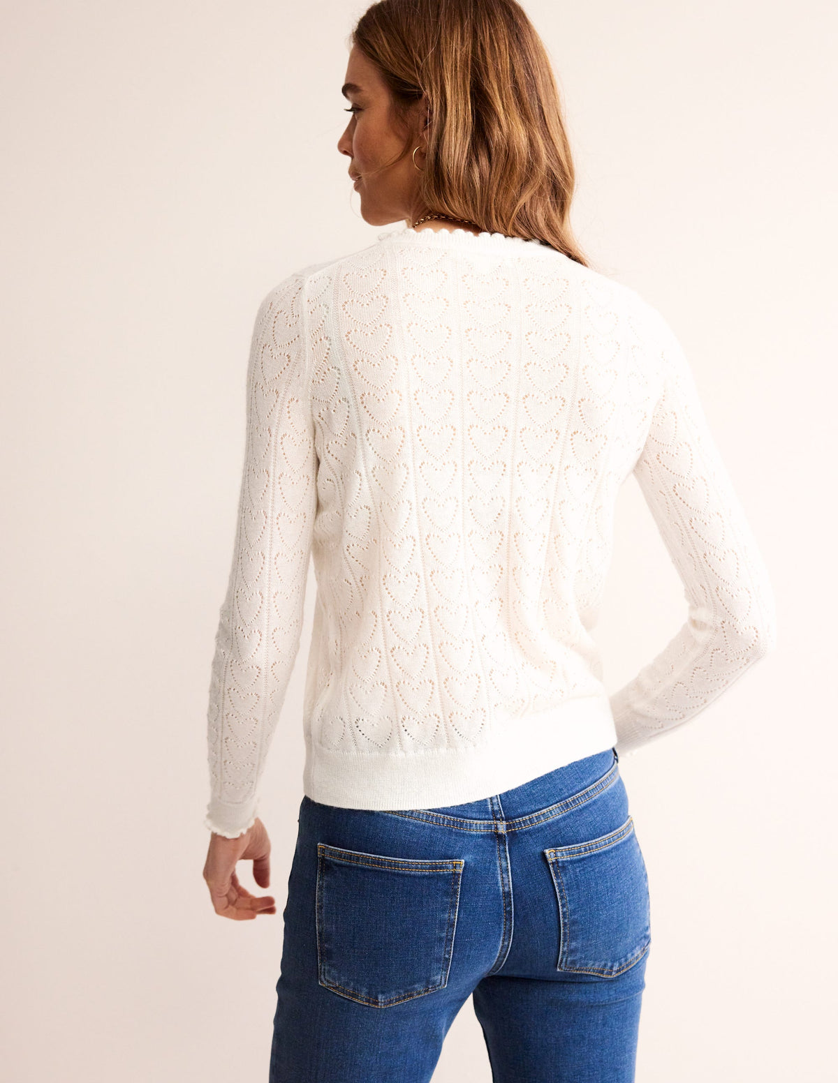 Fluffy Heart Pointelle Sweater-Warm Ivory-3