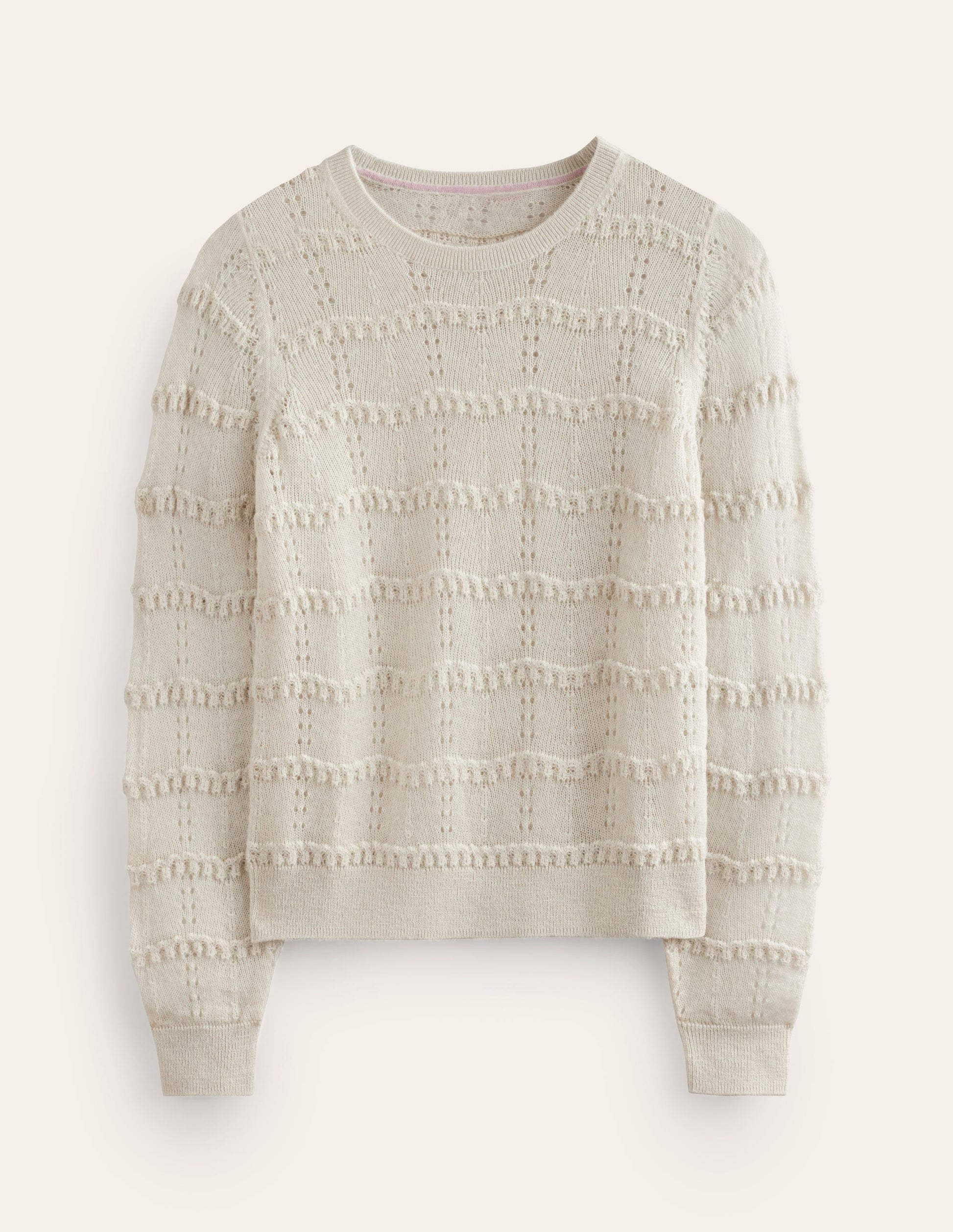 Fluffy Pointelle Sweater-Vanilla-5