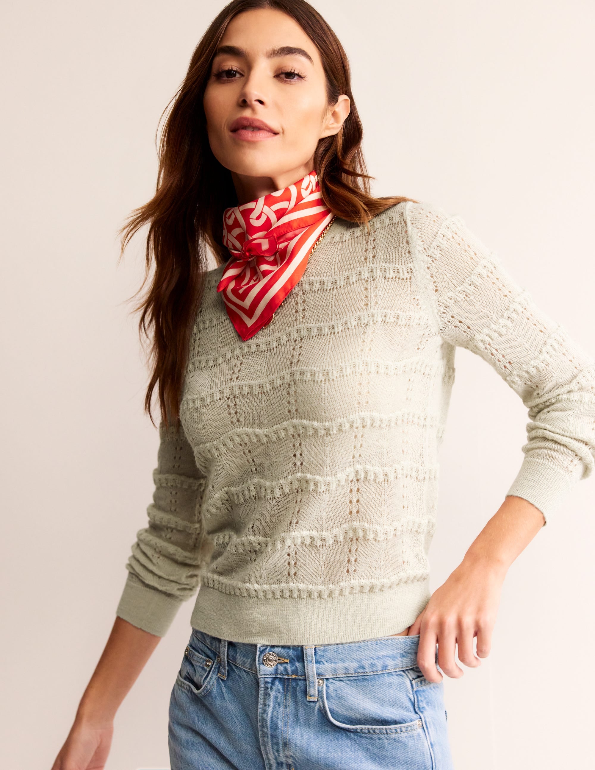 Fluffy Pointelle Sweater-Vanilla - Image 1