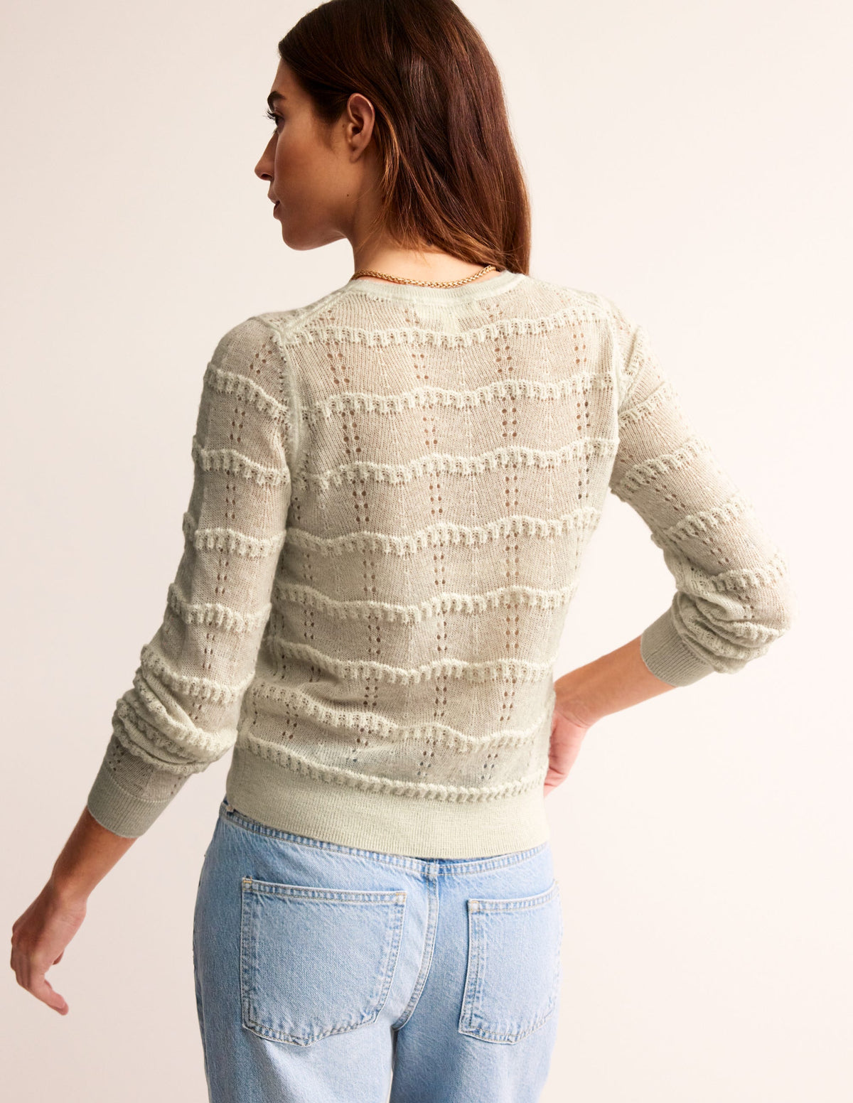 Fluffy Pointelle Sweater-Vanilla - Image 3