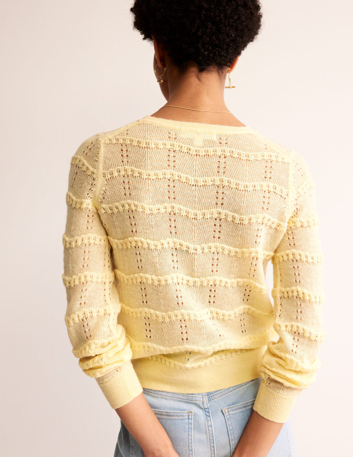 Fluffy Pointelle Sweater-Pear - Image 3