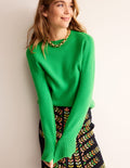 Split Cuff Cashmere Sweater-Bright Green