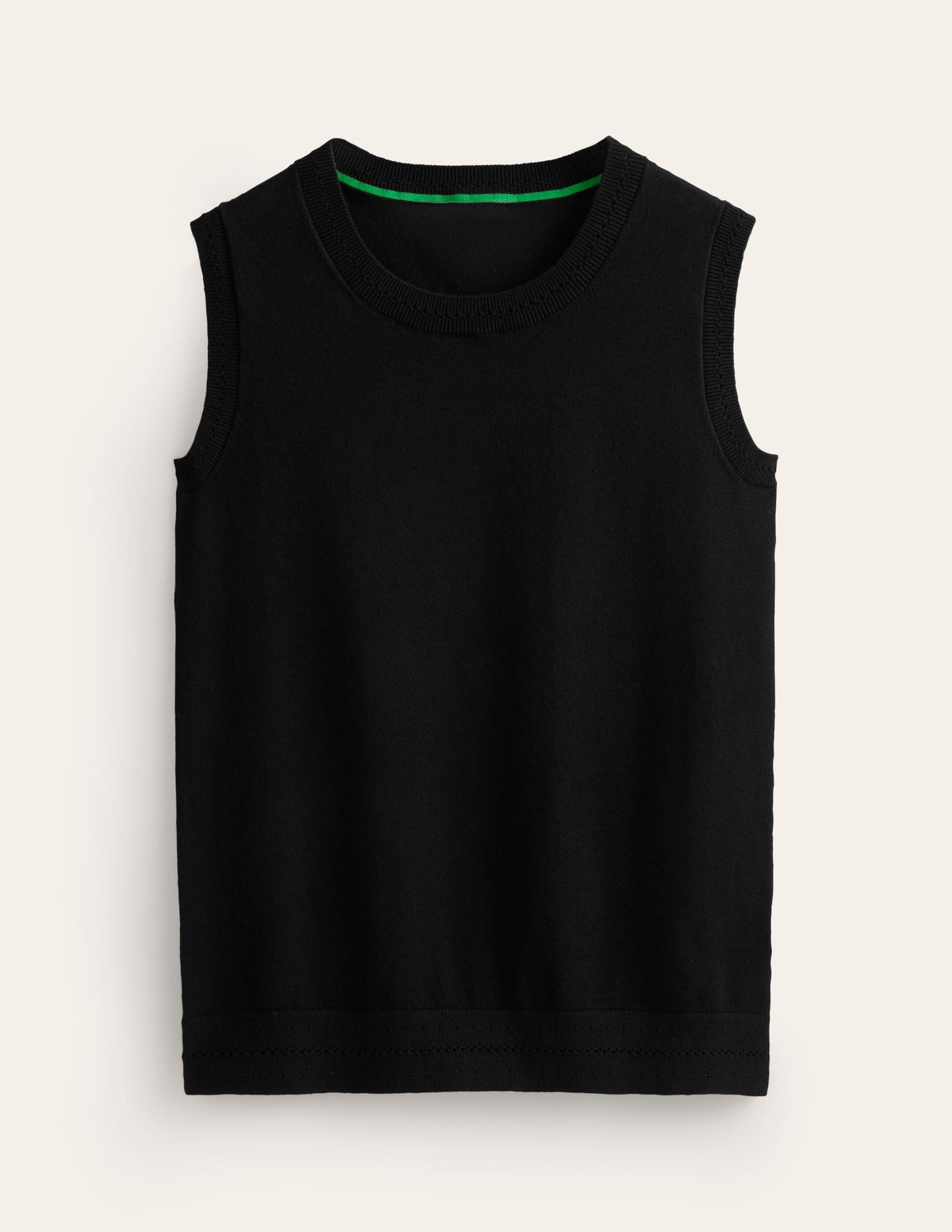 Catriona Crew Neck Cotton Vest-Black - Image 7