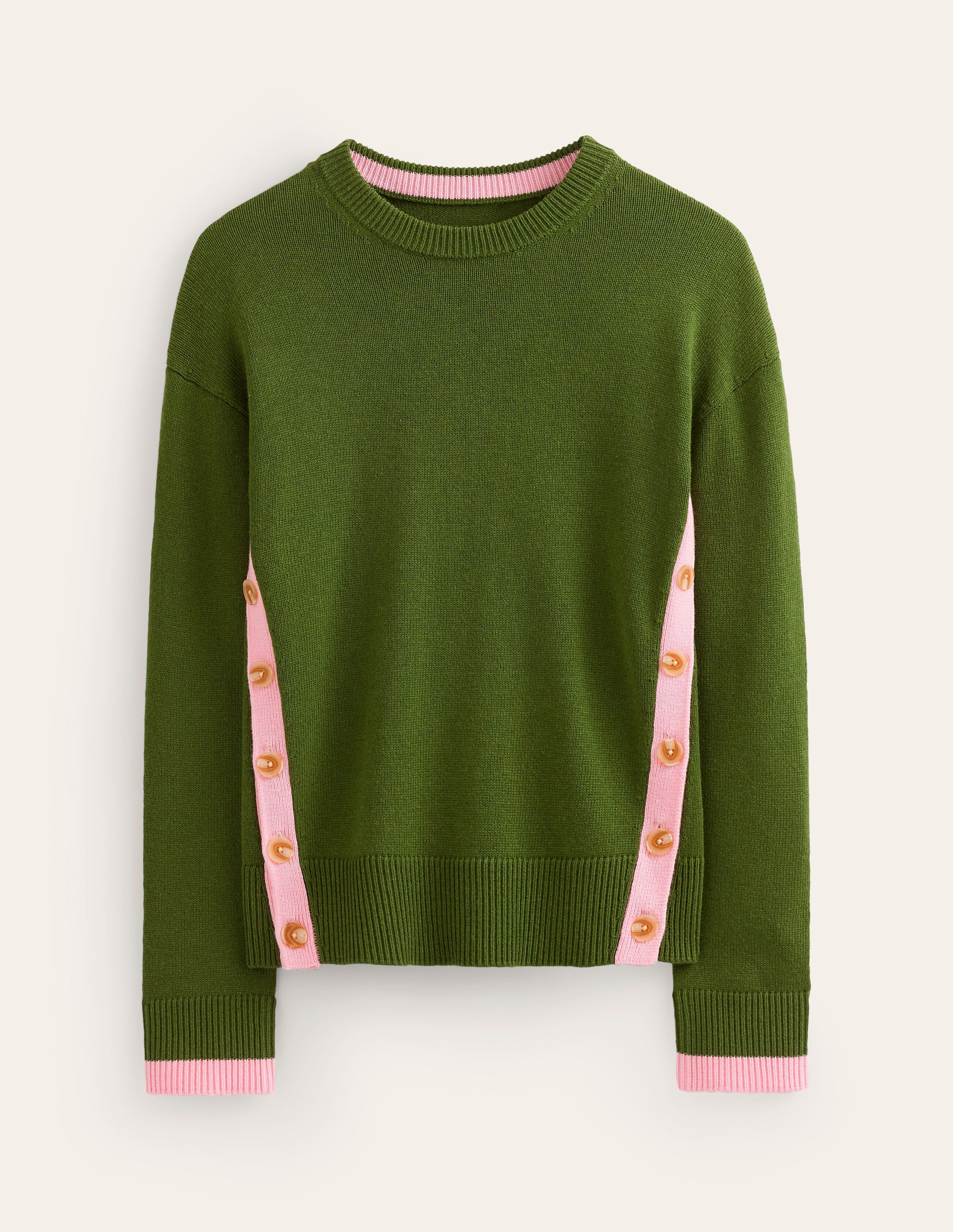 Alma Contrast Trim Sweater-Garden Green, Spring Blossom - Image 5