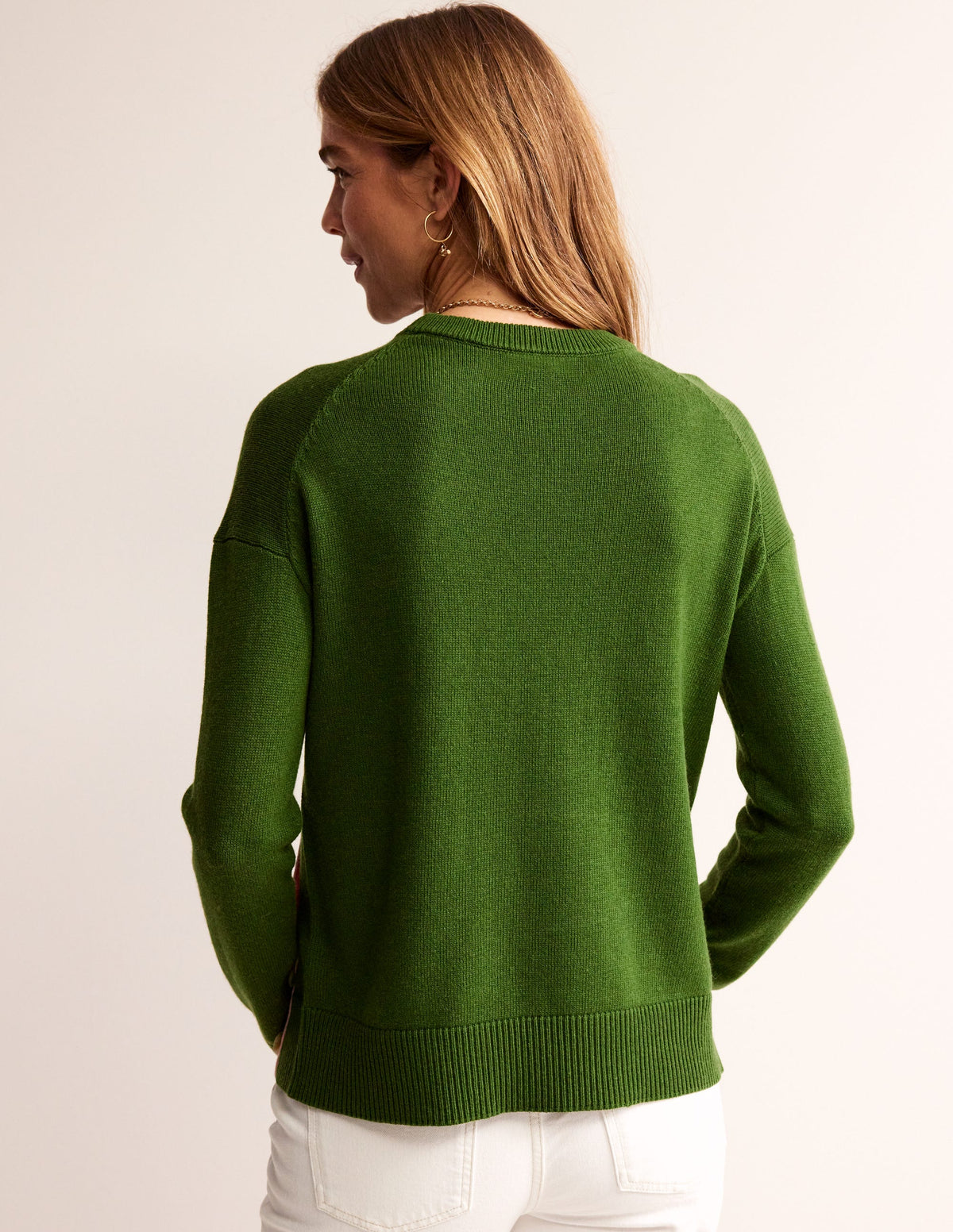 Alma Contrast Trim Sweater-Garden Green, Spring Blossom - Image 3