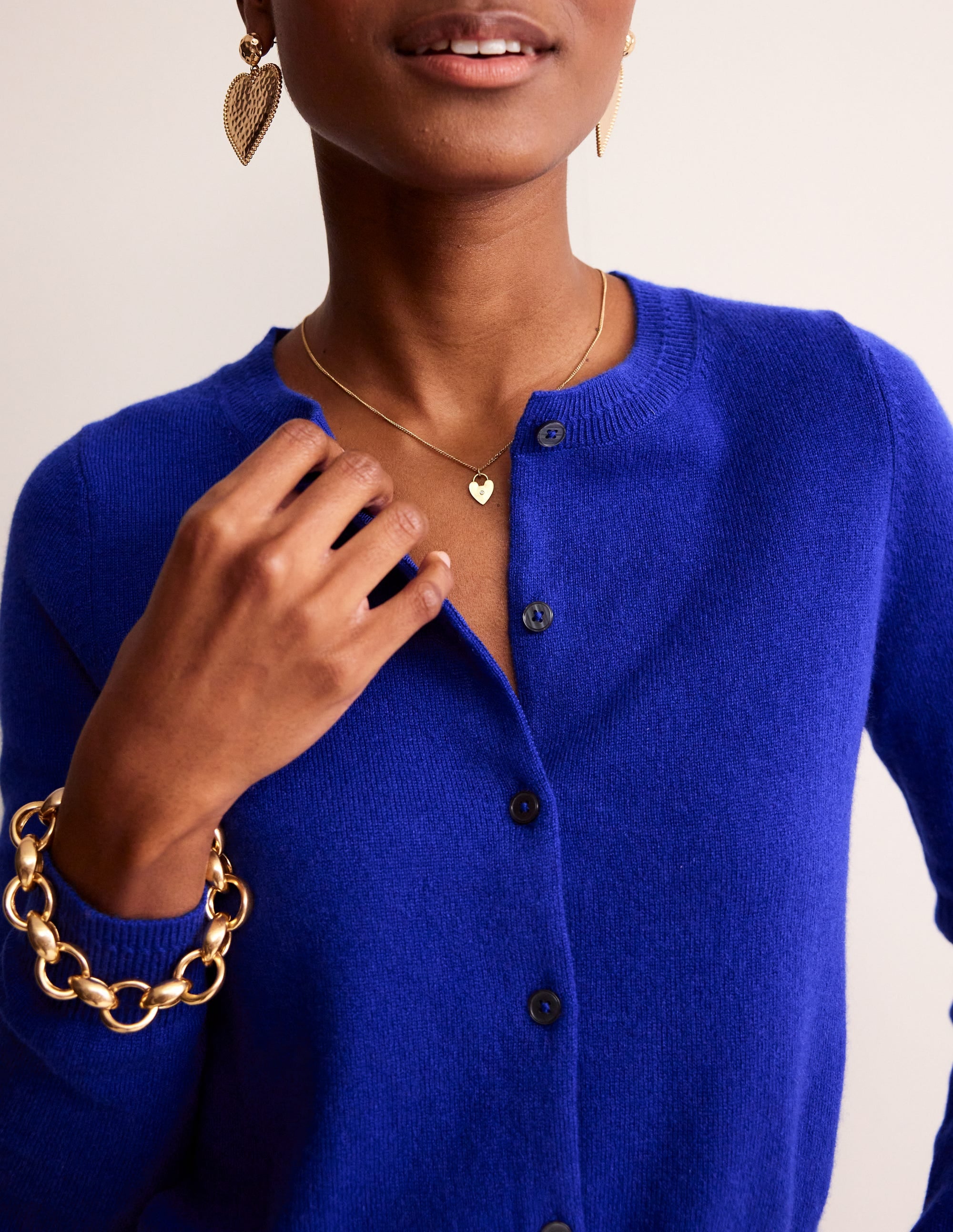 Eva Cashmere Cropped Cardigan-Bright Blue - Image 2