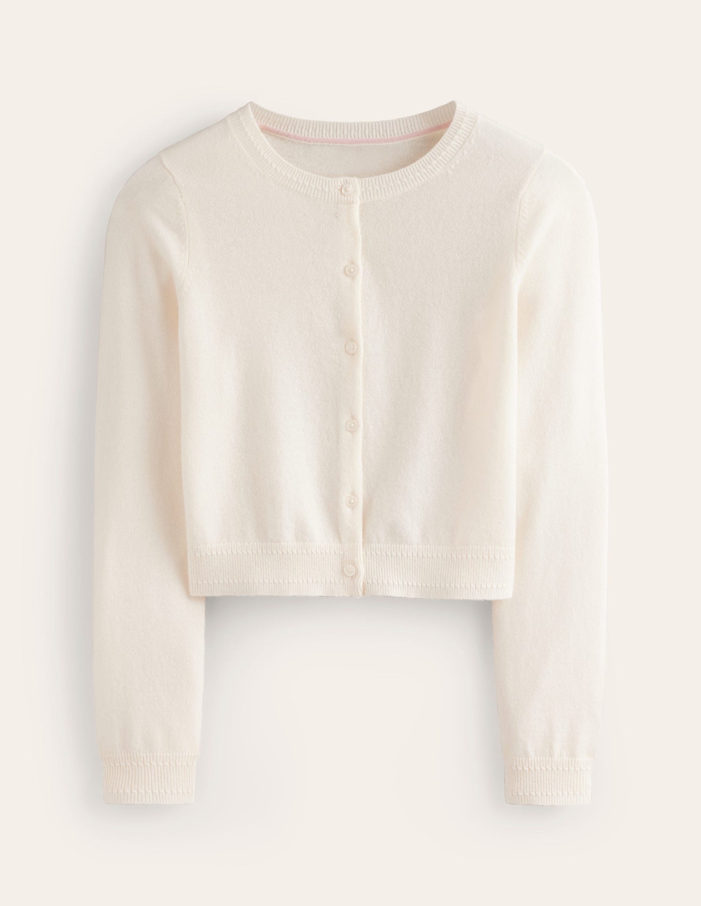 Eva Cashmere Cropped Cardigan-Warm Ivory