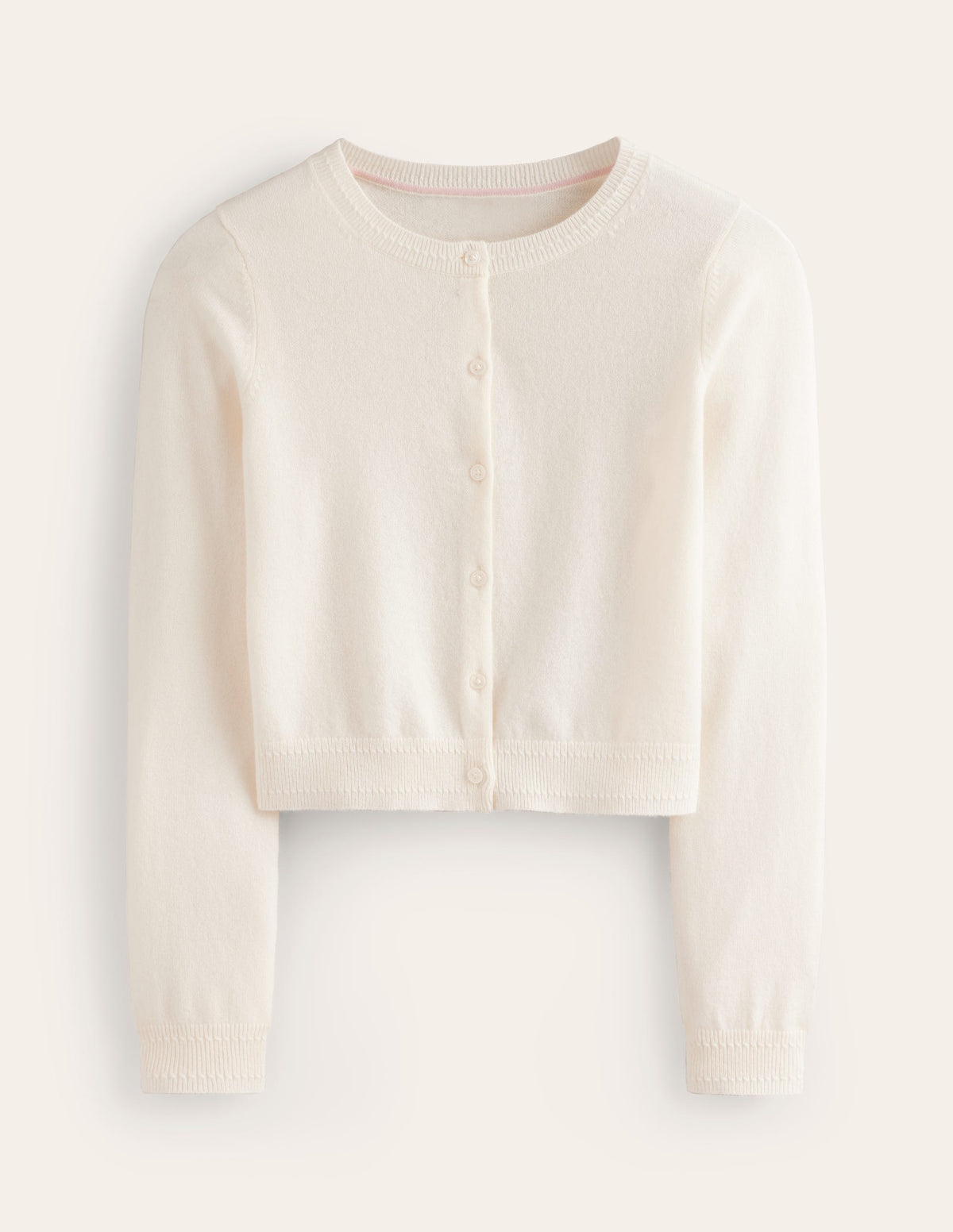 Eva Cashmere Cropped Cardigan-Warm Ivory - Image 5