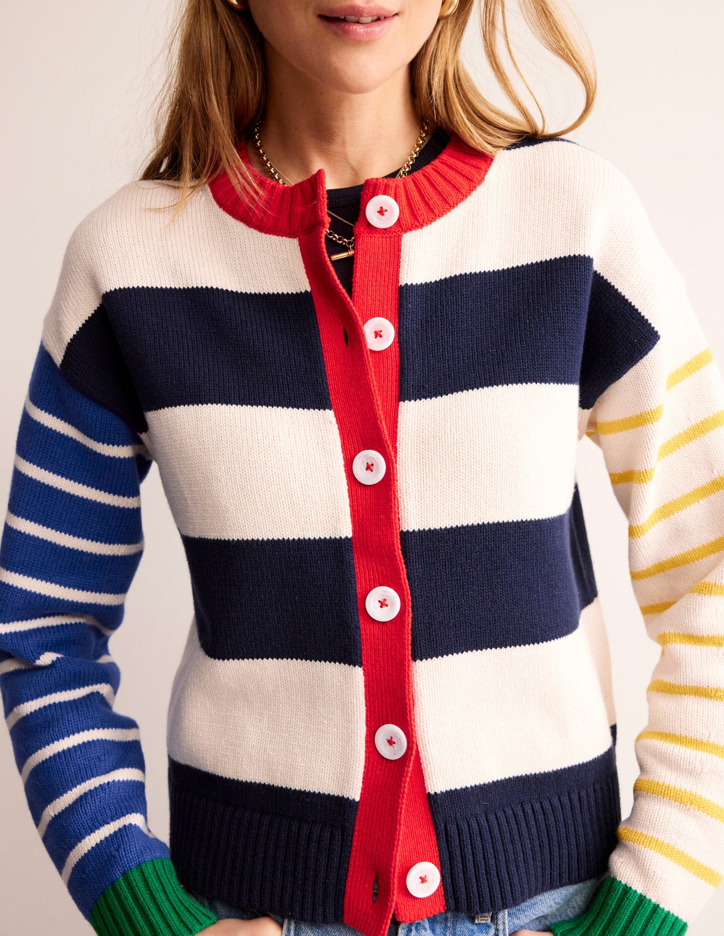 Hotch Potch Cotton Cardigan-Multi Stripe