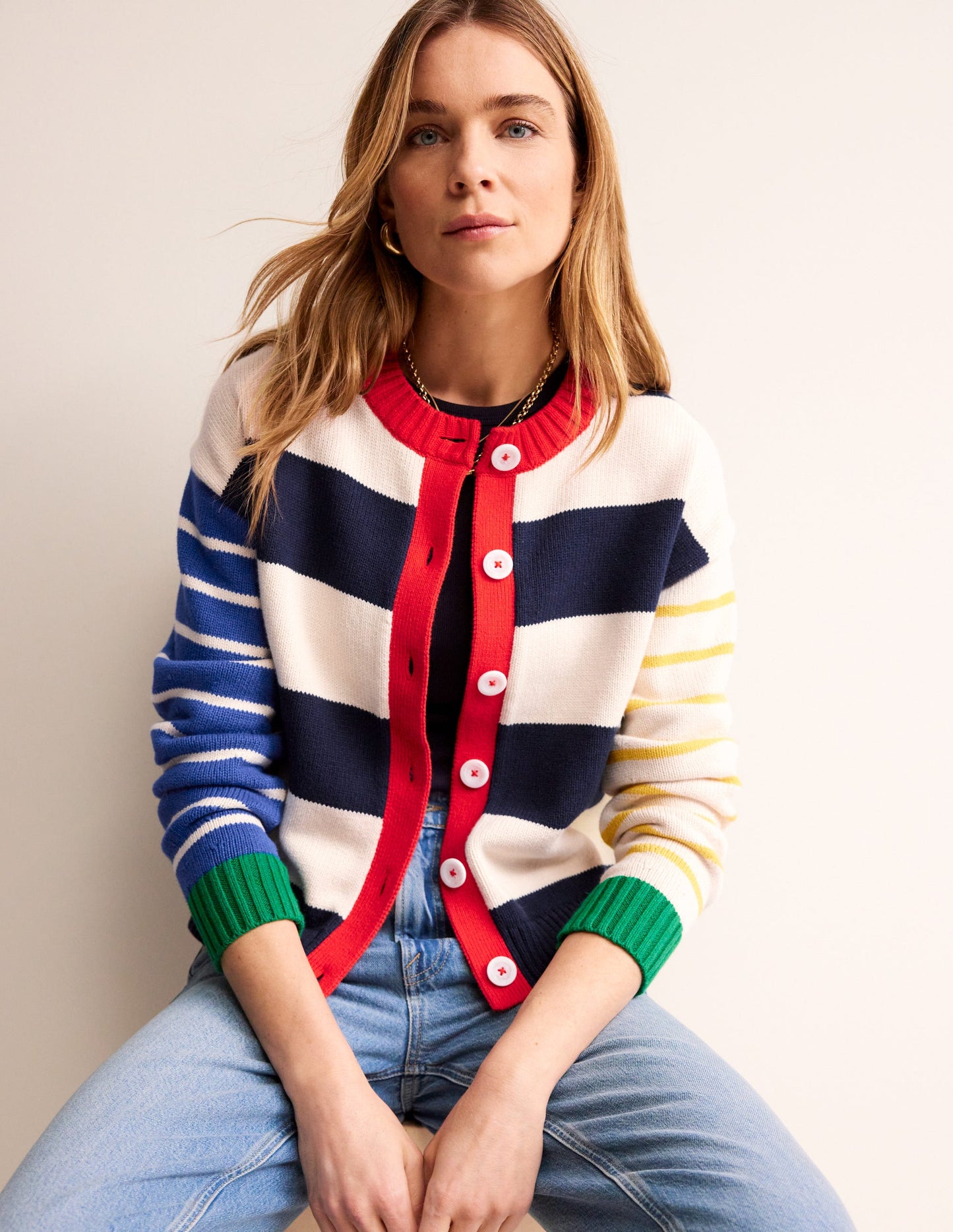 Hotch Potch Cotton Cardigan-Multi Stripe