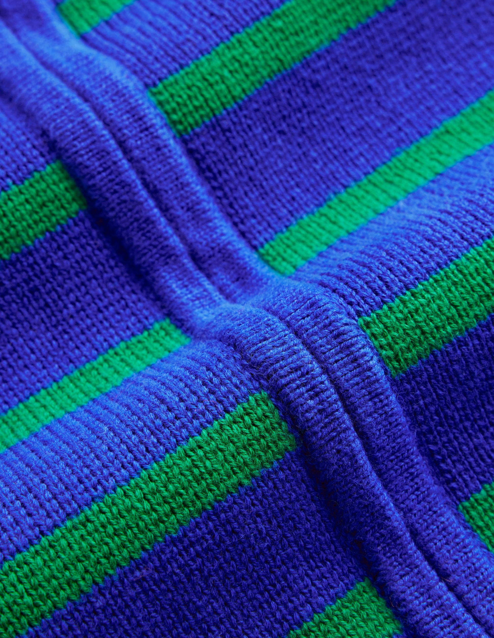 Cotton Breton Cardigan-Bright Blue, Green Stripe-7