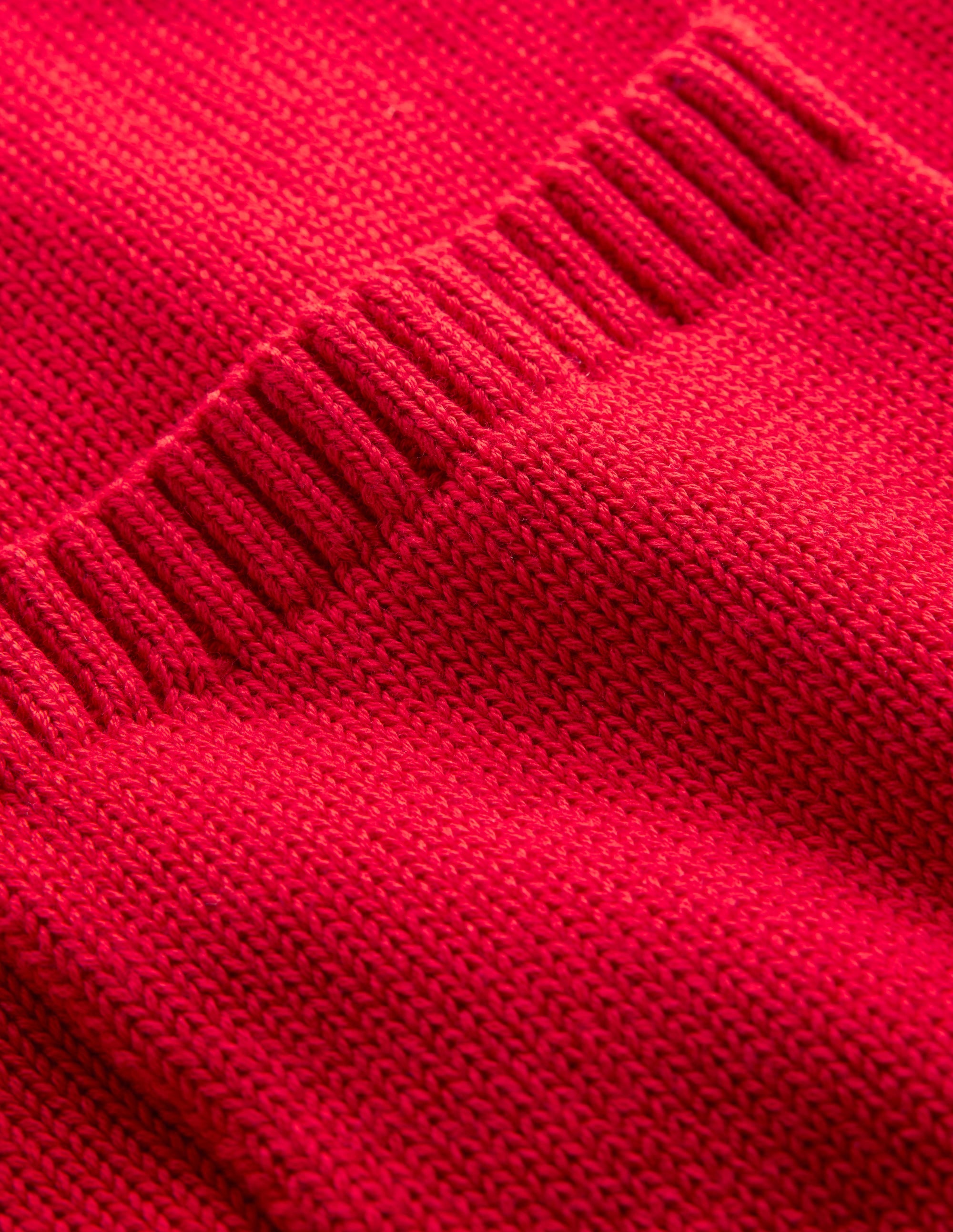 Knitted Zip-up Cardigan-Post Box Red, Ivory Stripe - Image 7