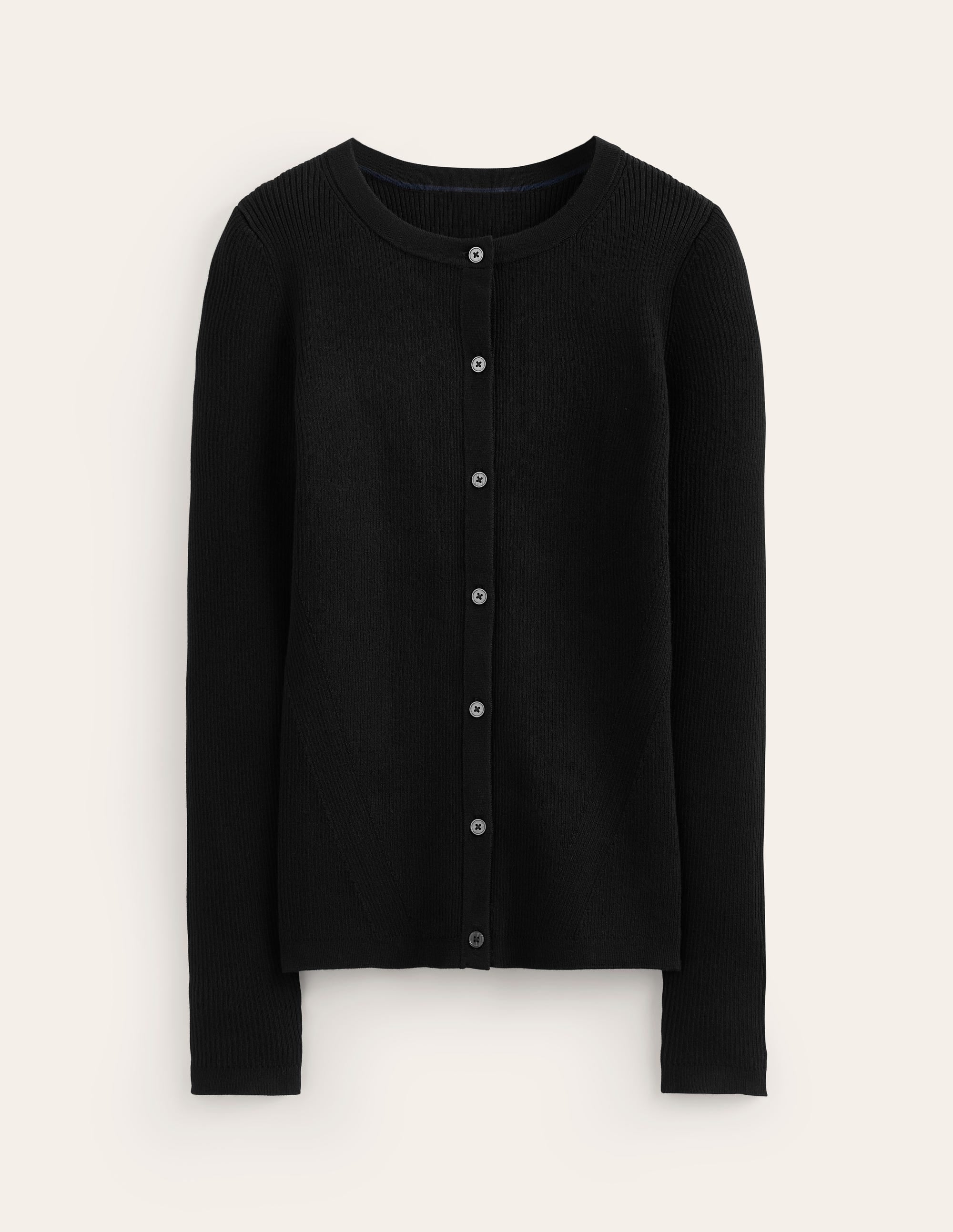 Cotton Rib Cardigan-Black - Image 5