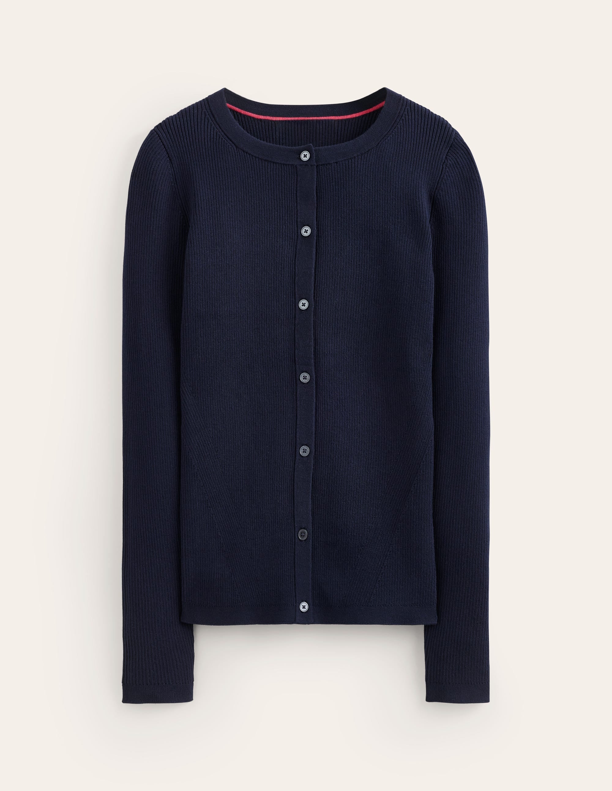 Cotton Rib Cardigan-Navy - Image 5