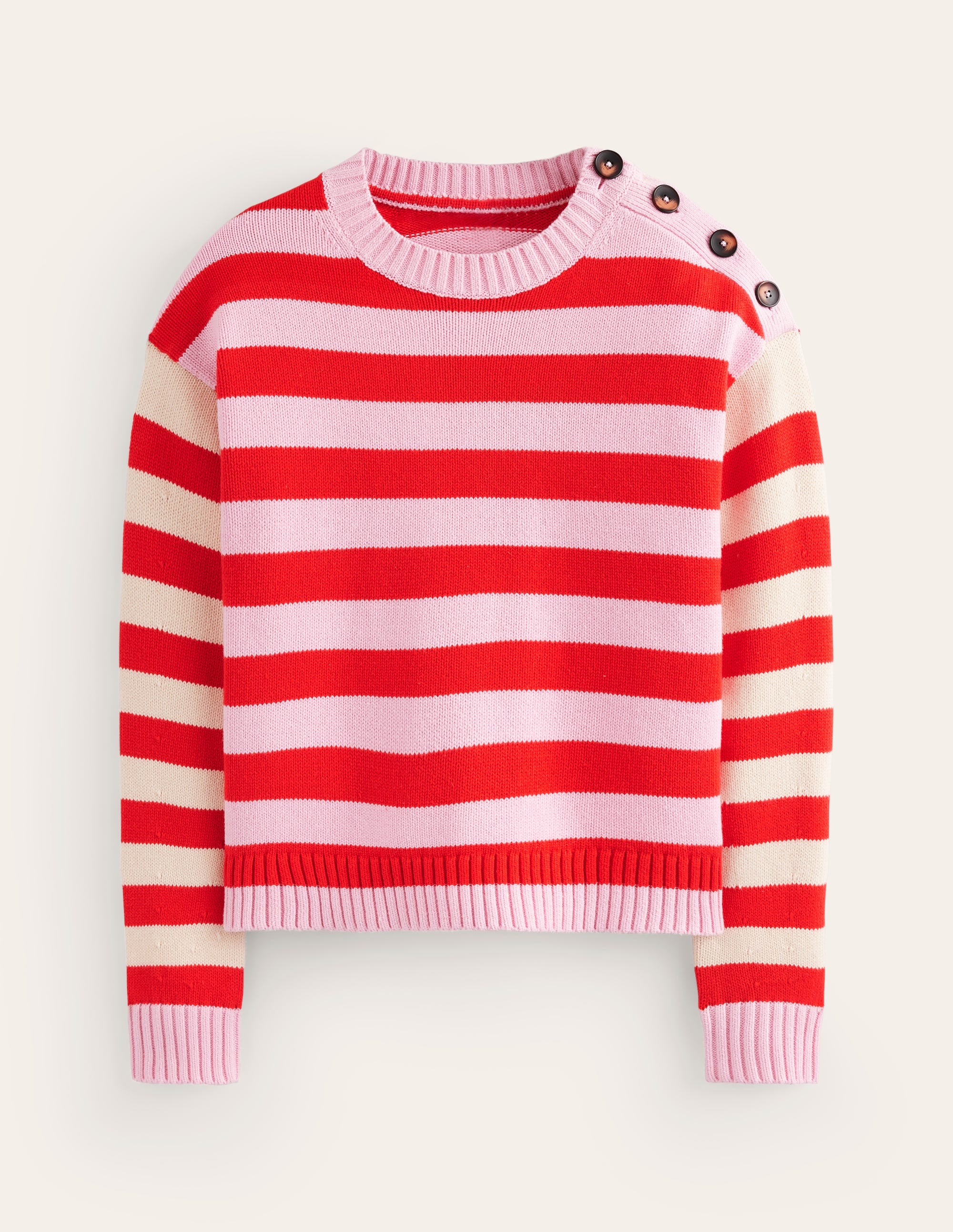 Hotch Potch Cotton Sweater-Blossom Pink, Flamenco Red - Image 5