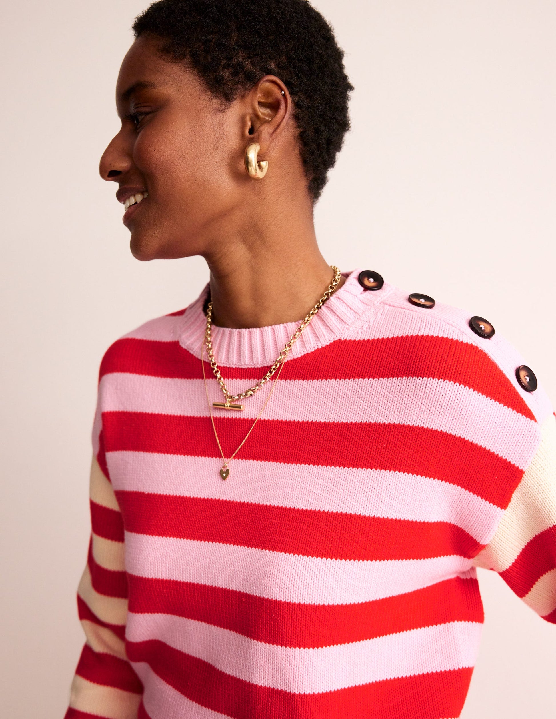 Hotch Potch Cotton Sweater-Blossom Pink, Flamenco Red-2
