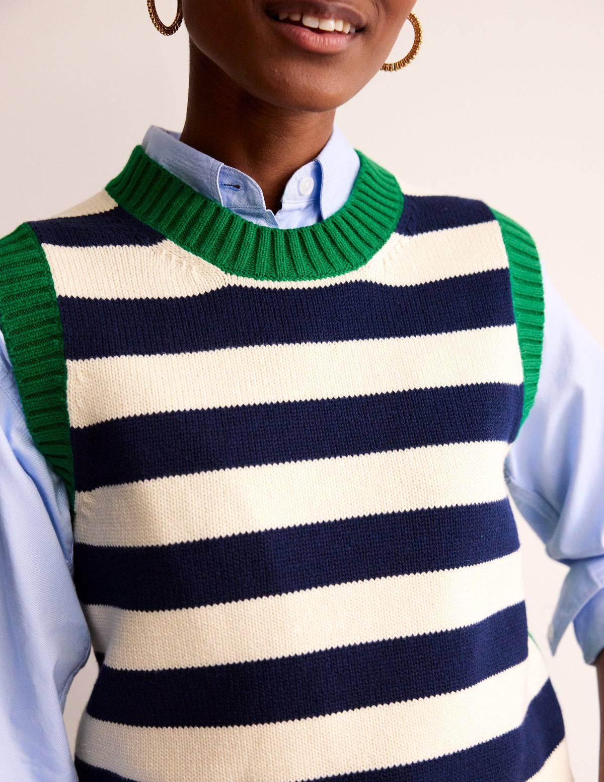 Hotch Potch Cotton Vest-Naval Academy, Ivory - Image 2