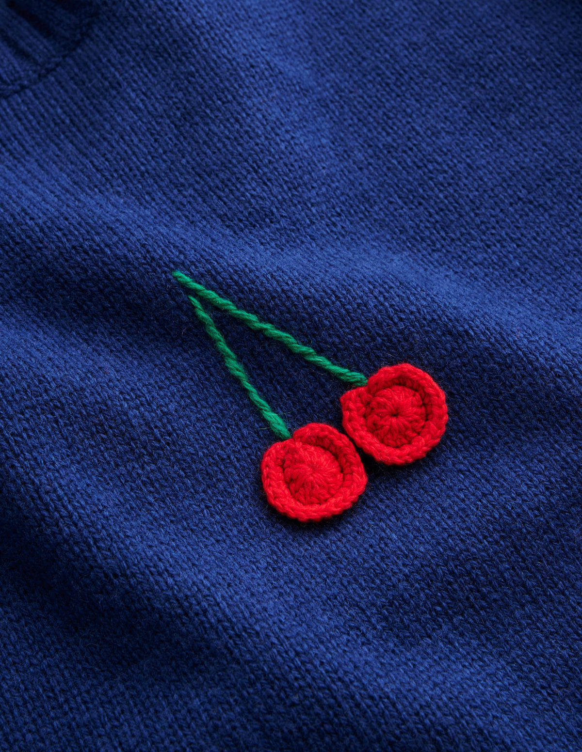 Hand Embroidered Sweater-Blue Decadence, Cherries-7