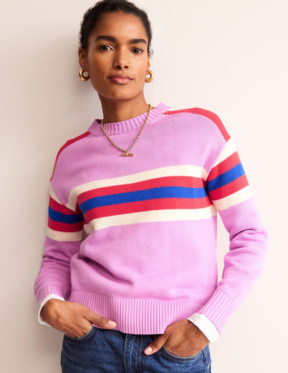 Stripe Knitted Sweater-Lilac, Warm Ivory, Red Stripe-4
