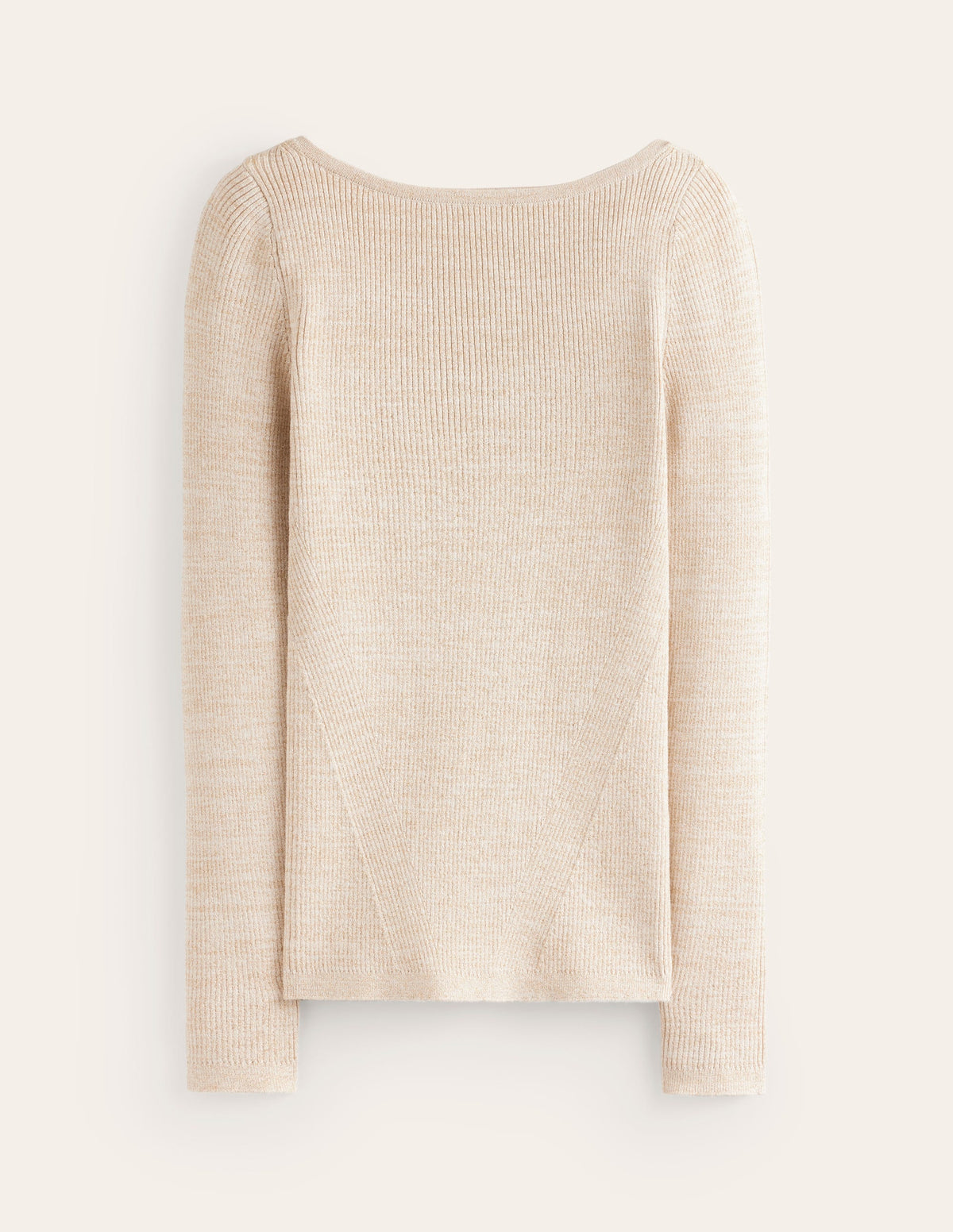 Cotton Rib Boat Neck Sweater-Gold Metallic - Image 5