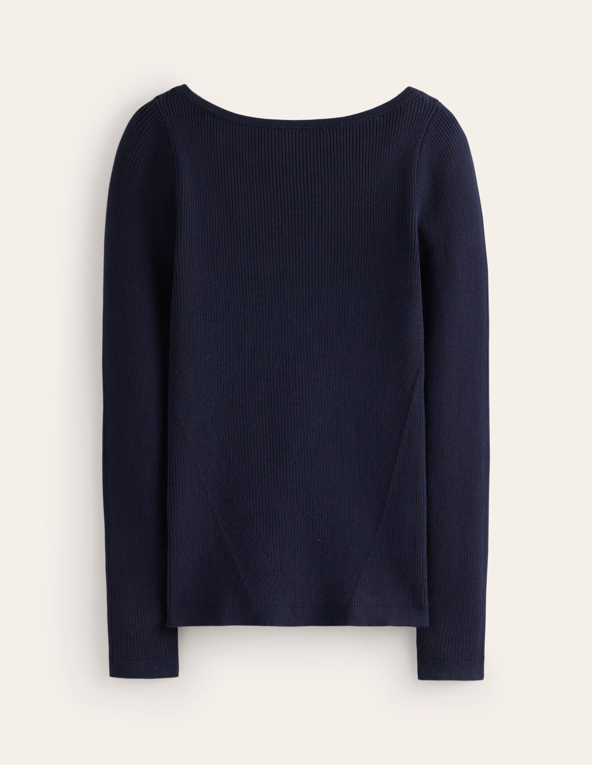 Cotton Rib Boat Neck Sweater-Navy-5