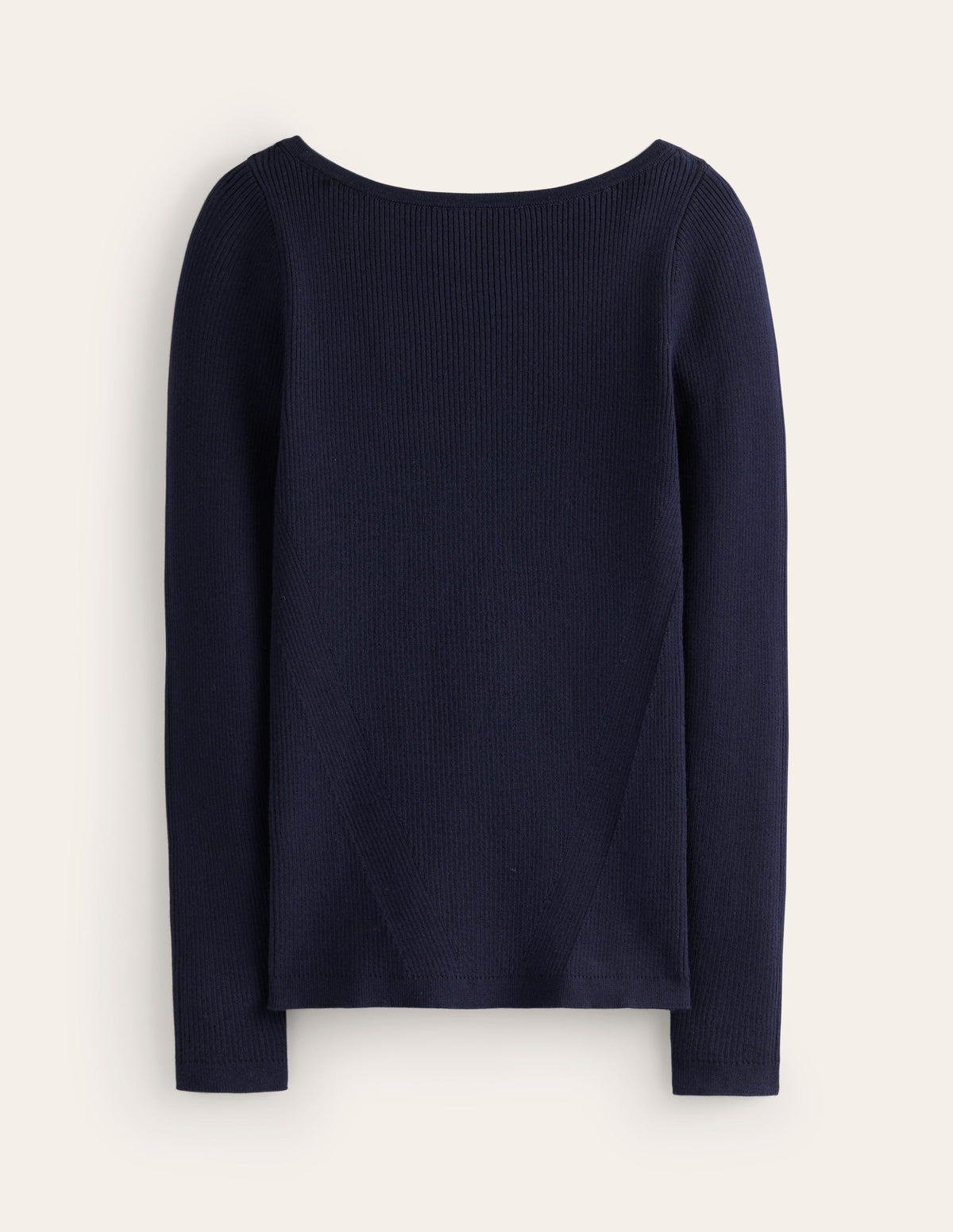 Cotton Rib Boat Neck Sweater-Navy - Image 5