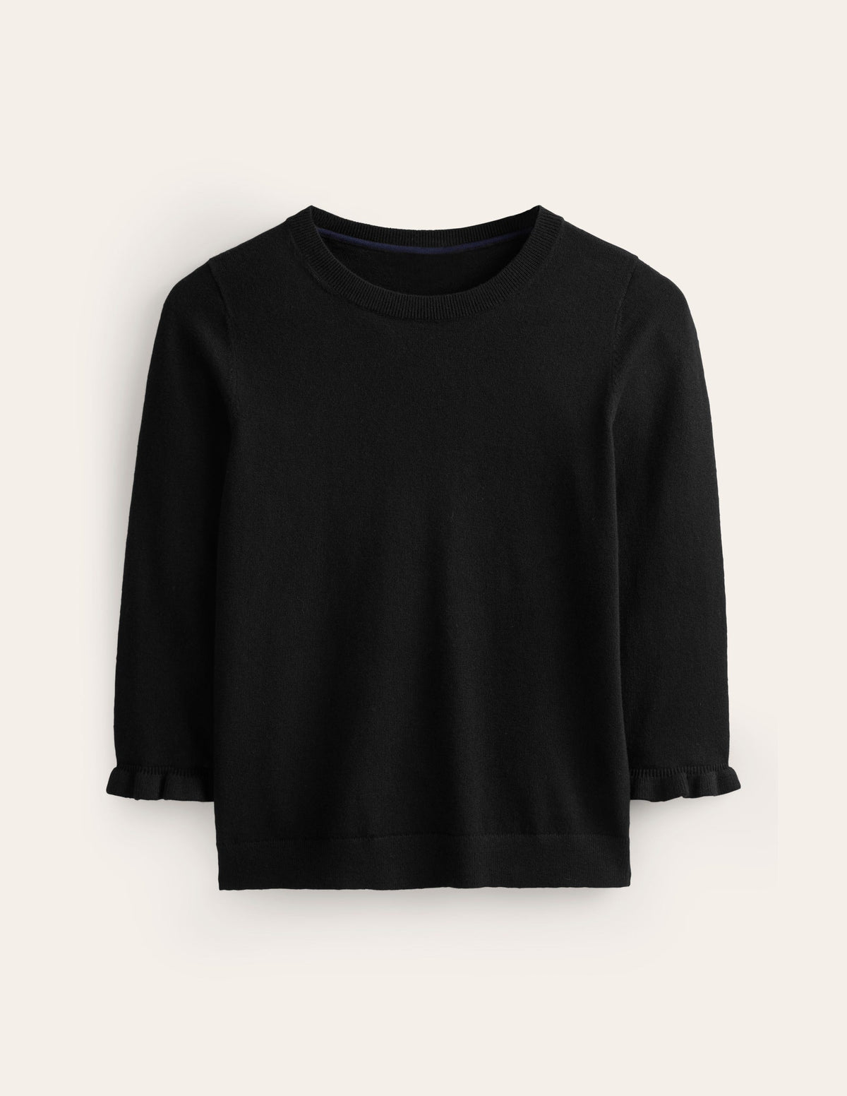 Cotton Merino Frill Sweater-Black - Image 5