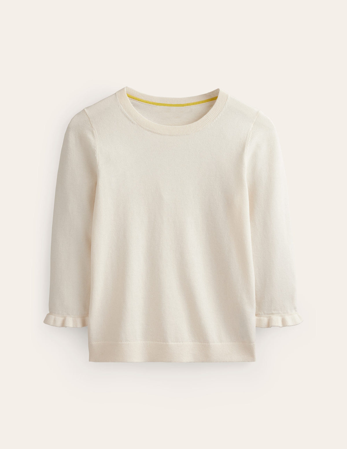 Cotton Merino Frill Sweater-Warm Ivory-5