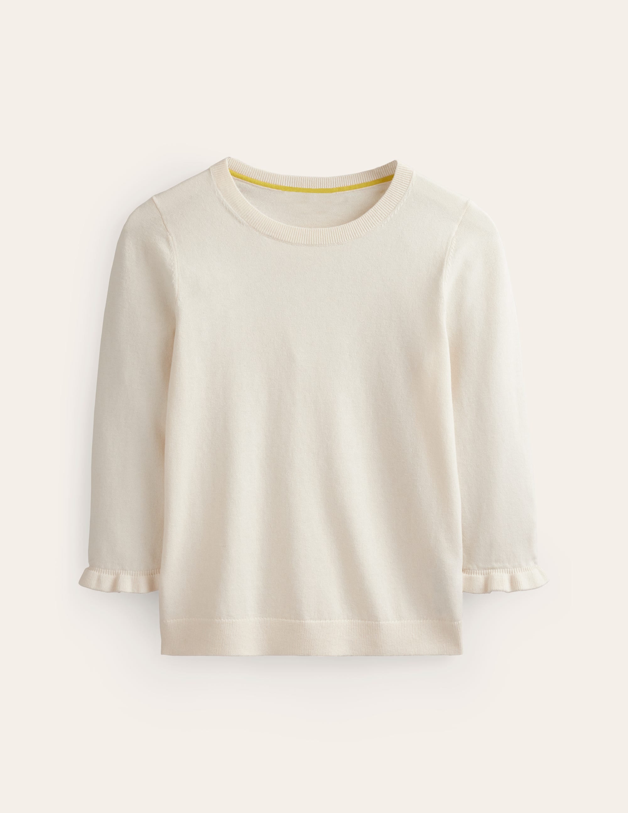 Cotton Merino Frill Sweater-Warm Ivory - Image 5