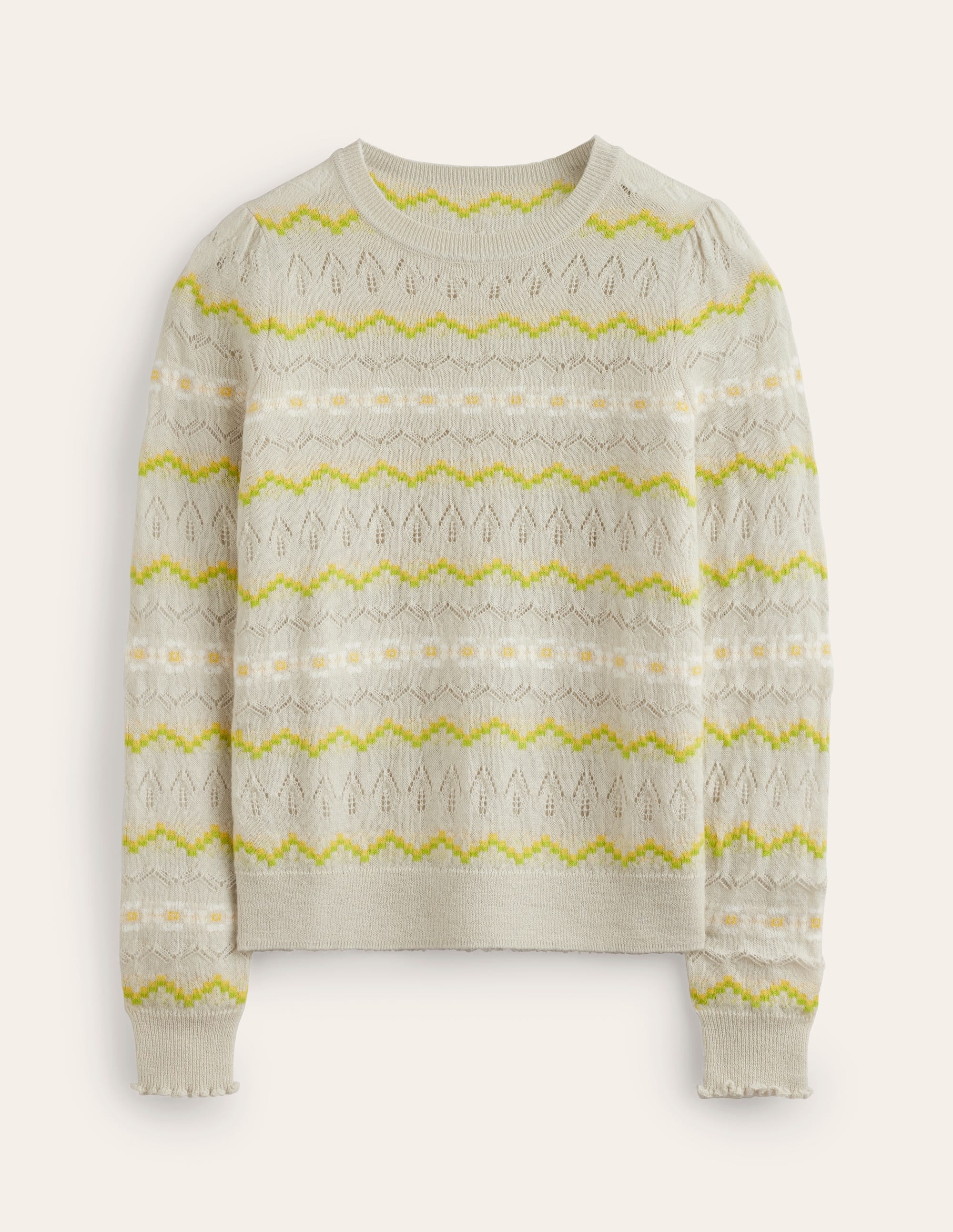 Fair Isle Fluffy Sweater-Oatmeal Melange - Image 5