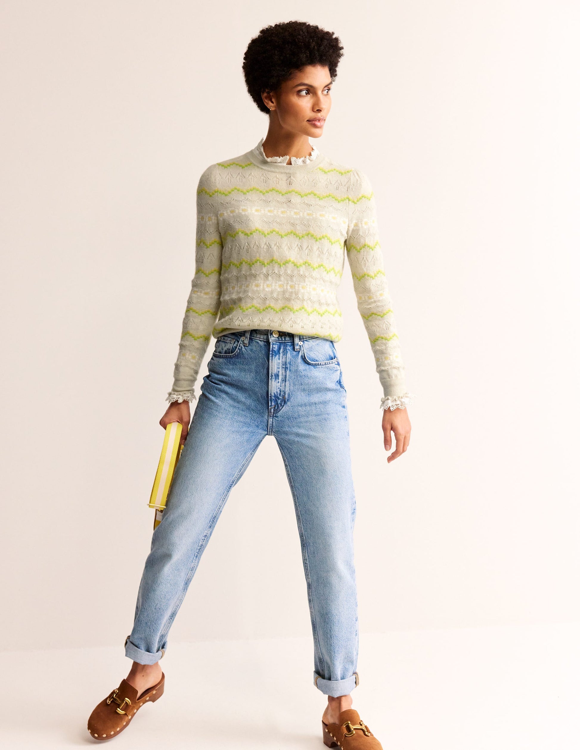 Fair Isle Fluffy Sweater-Oatmeal Melange-4